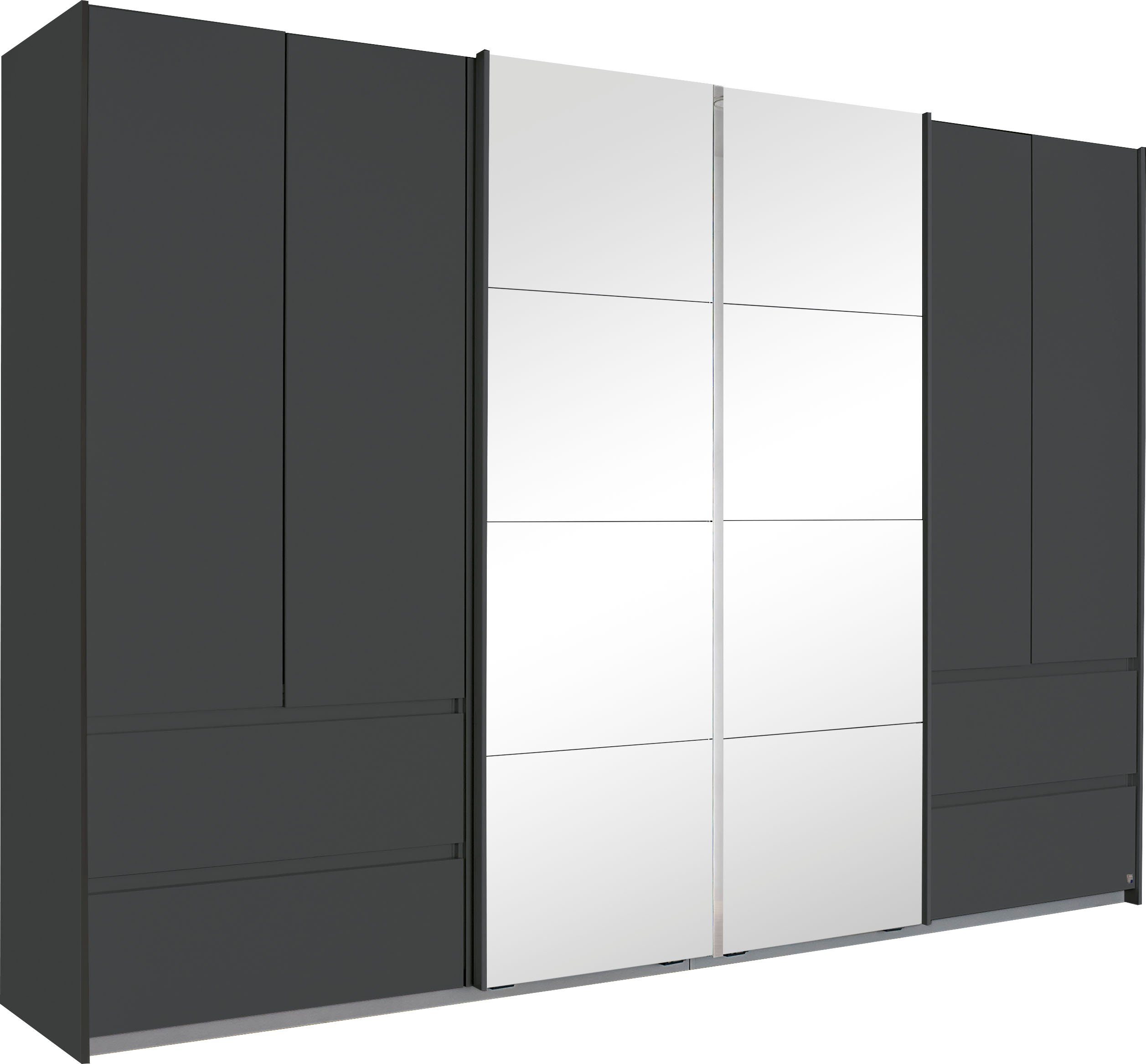 rauch Zweefdeurkast Fulda met synchrone opening zweefdeurkasten maat 315 cm x 210 cm x 62 cm grijs