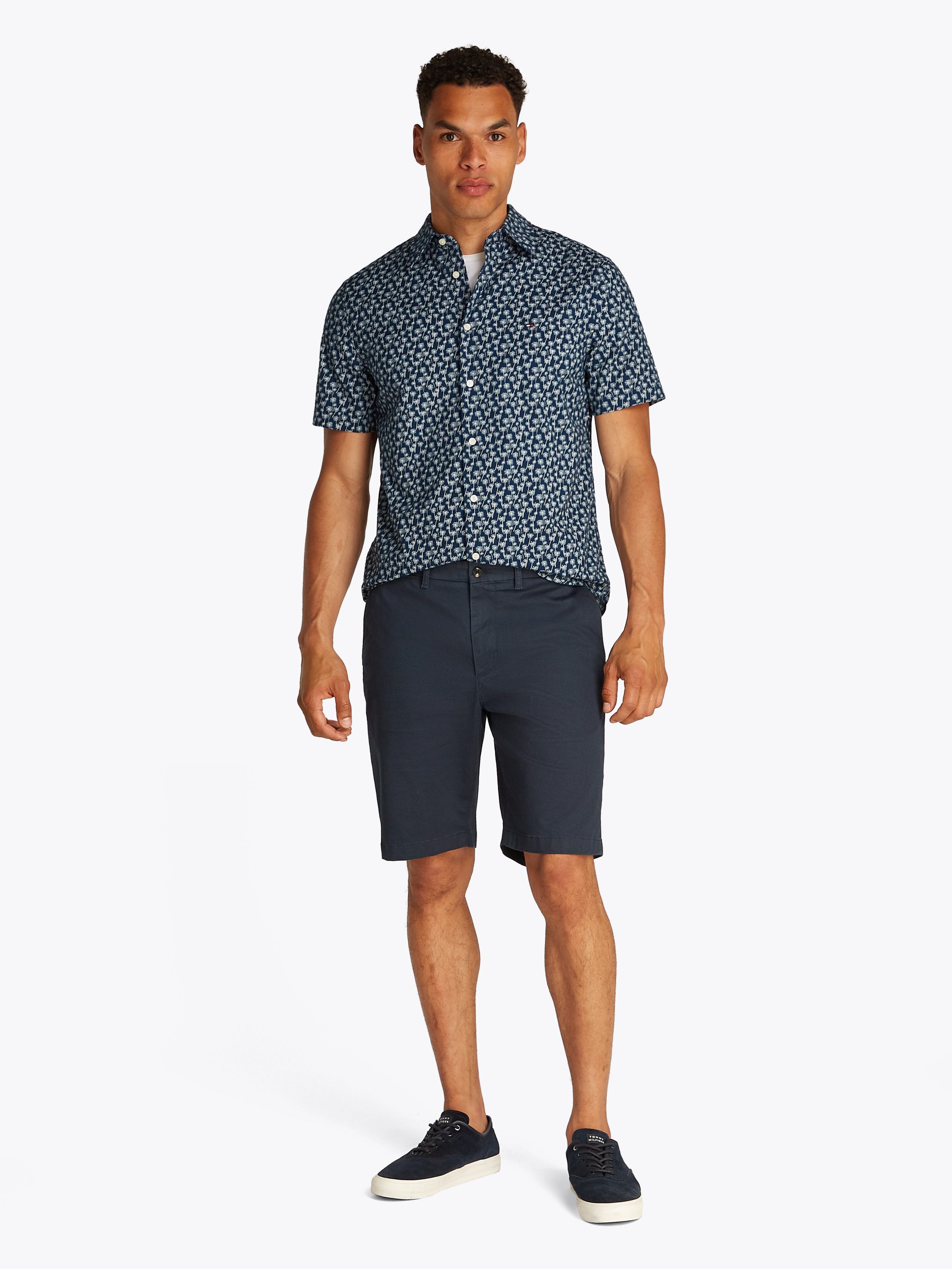 Tommy Hilfiger Overhemd met korte mouwen FLEX POPLIN PALM SS SF SHIRT