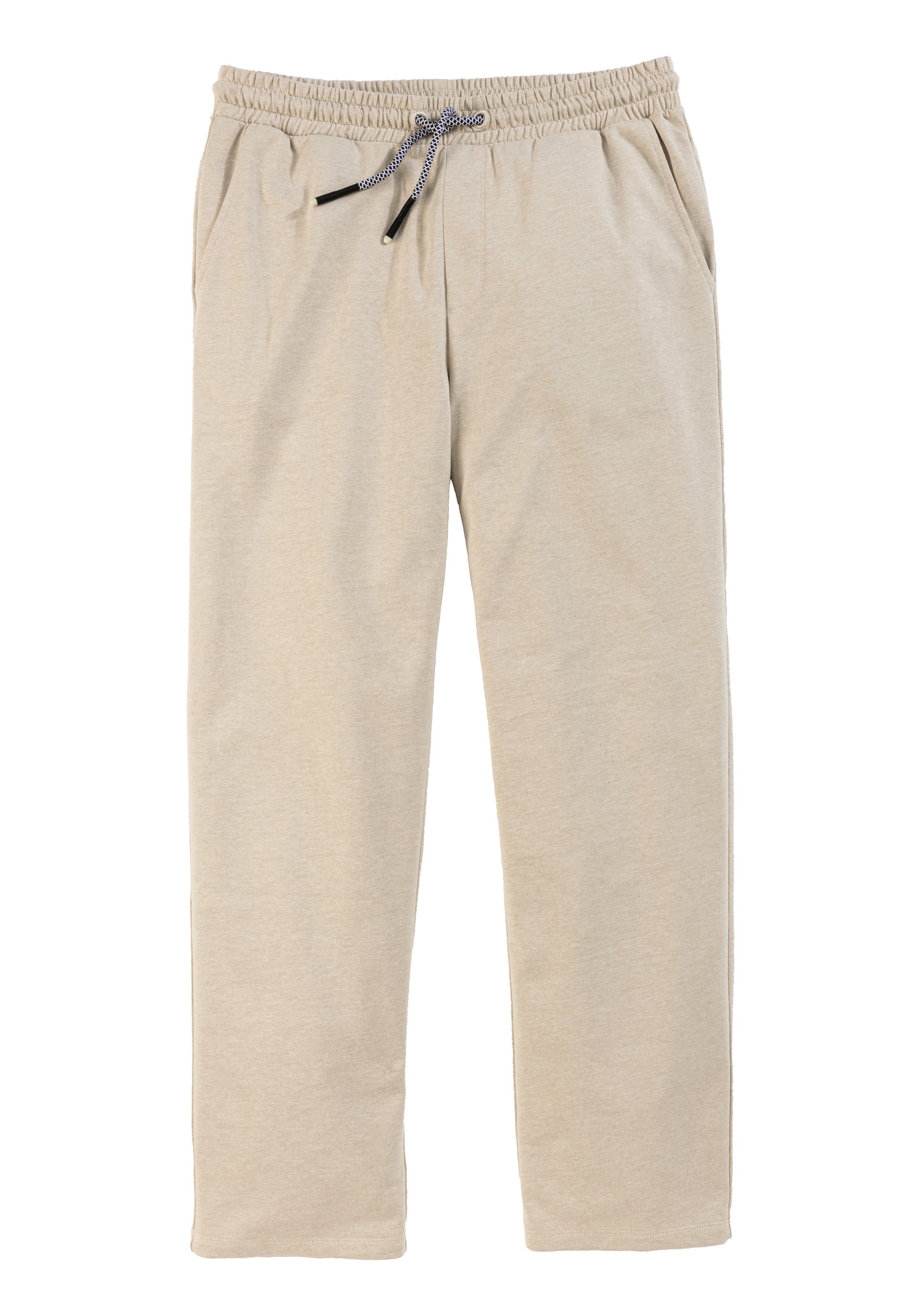 John Devin Sweatbroek Wijd model in melange-look van katoenmix