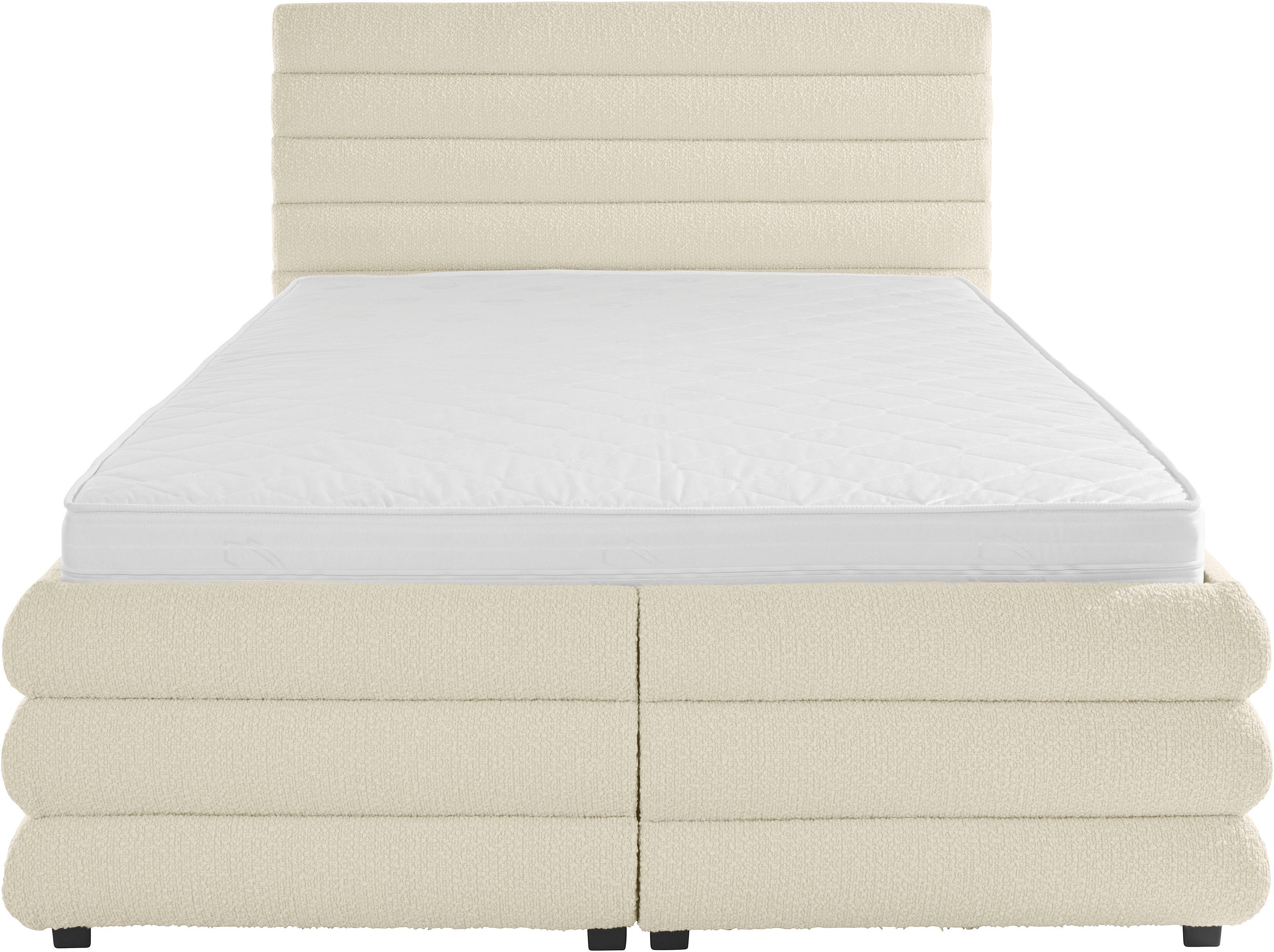 LeGer Home by Lena Gercke Gestoffeerd bed Maylis bouclé naar keuze met en zonder matras en lattenbodem, ook in 200 cm breedte