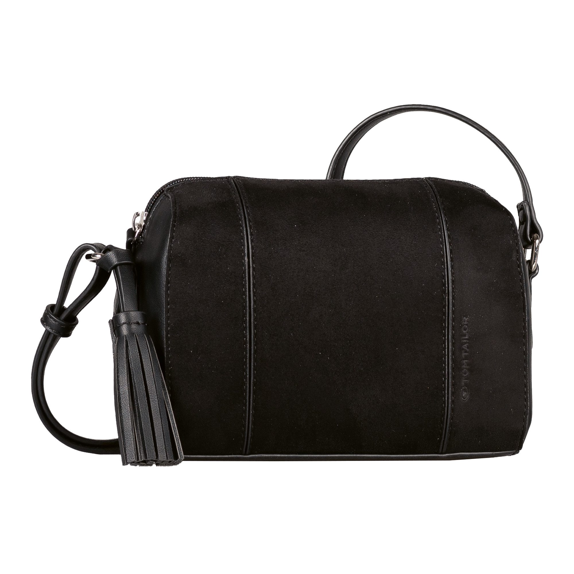 Tom Tailor Handtas Pira van een combinatie van zacht suede en nerf imitatieleer dames handtassen zwart