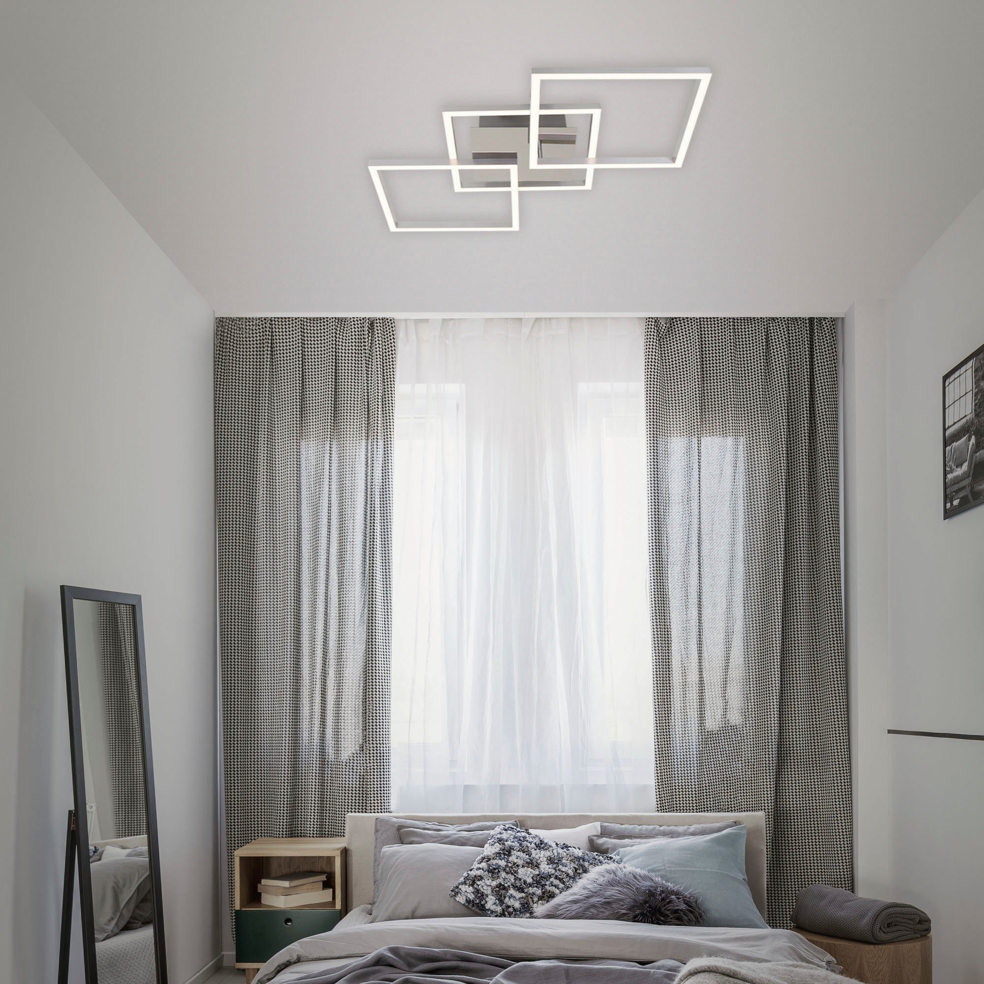 Briloner Leuchten Led-plafondlamp 3217018 FRAME Plafondlamp, 76,3x36,8x7,3 cm, chroom-aluminium, 36W, woonkamer, keuken, gang