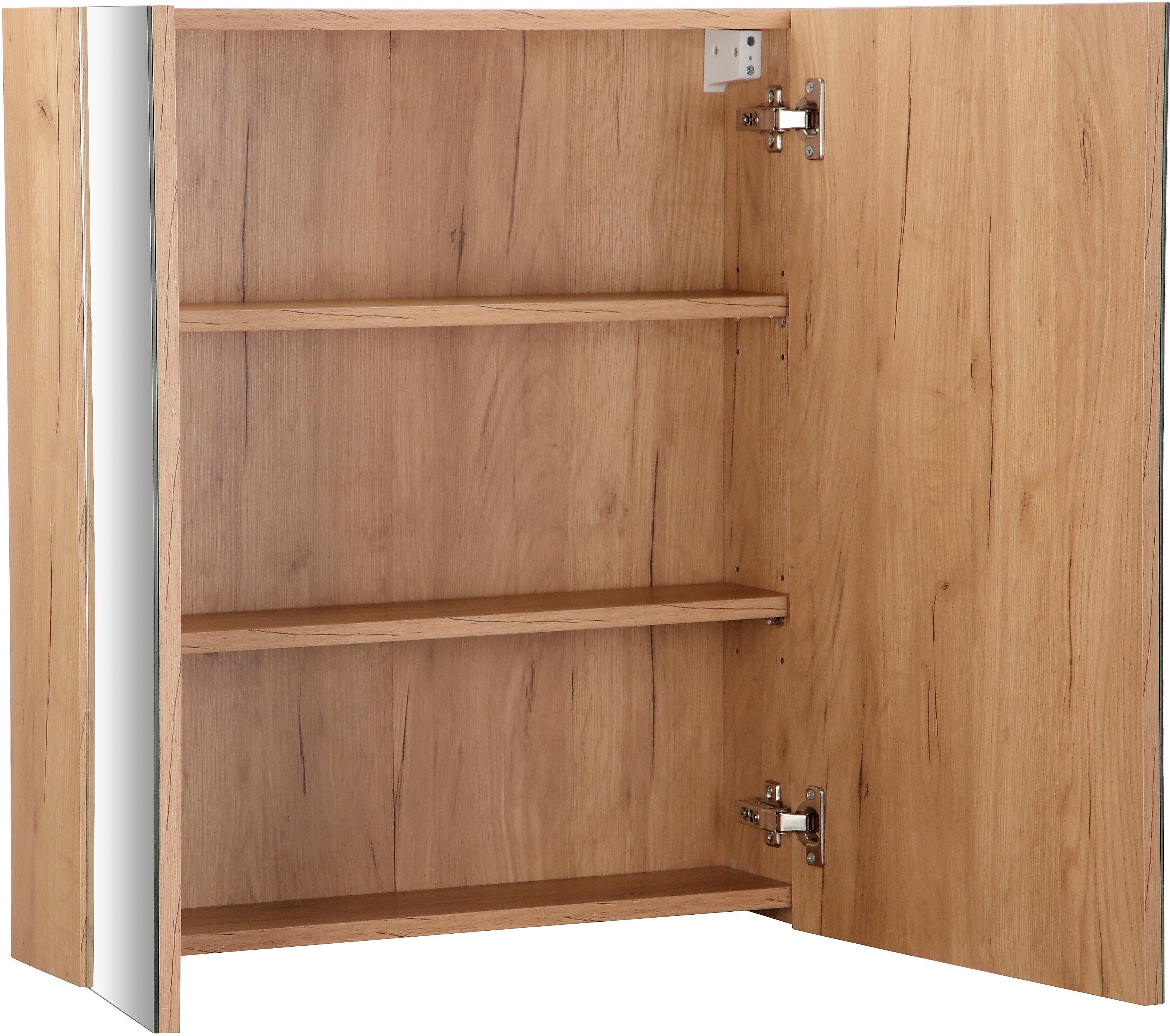 welltime Badkamerserie Lund badkamermeubelset badkamerkast badkamerset Spiegelkast, wastafelonderkast en wasbak breedte 60 cm (complete set)