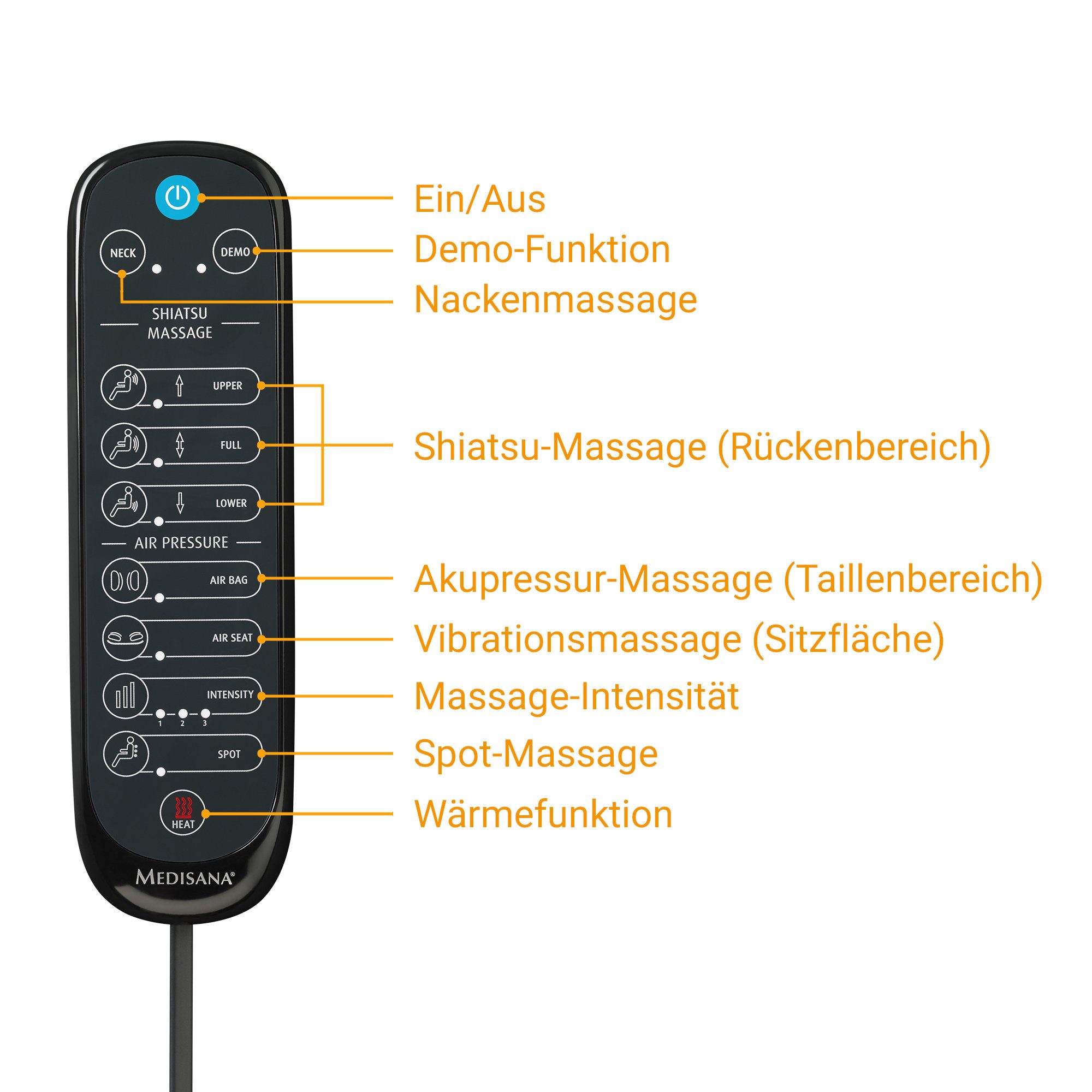 Medisana Massagekussen MCG 820 Comfort Shiatsu-massagesitkussen met gel-massagekoppen