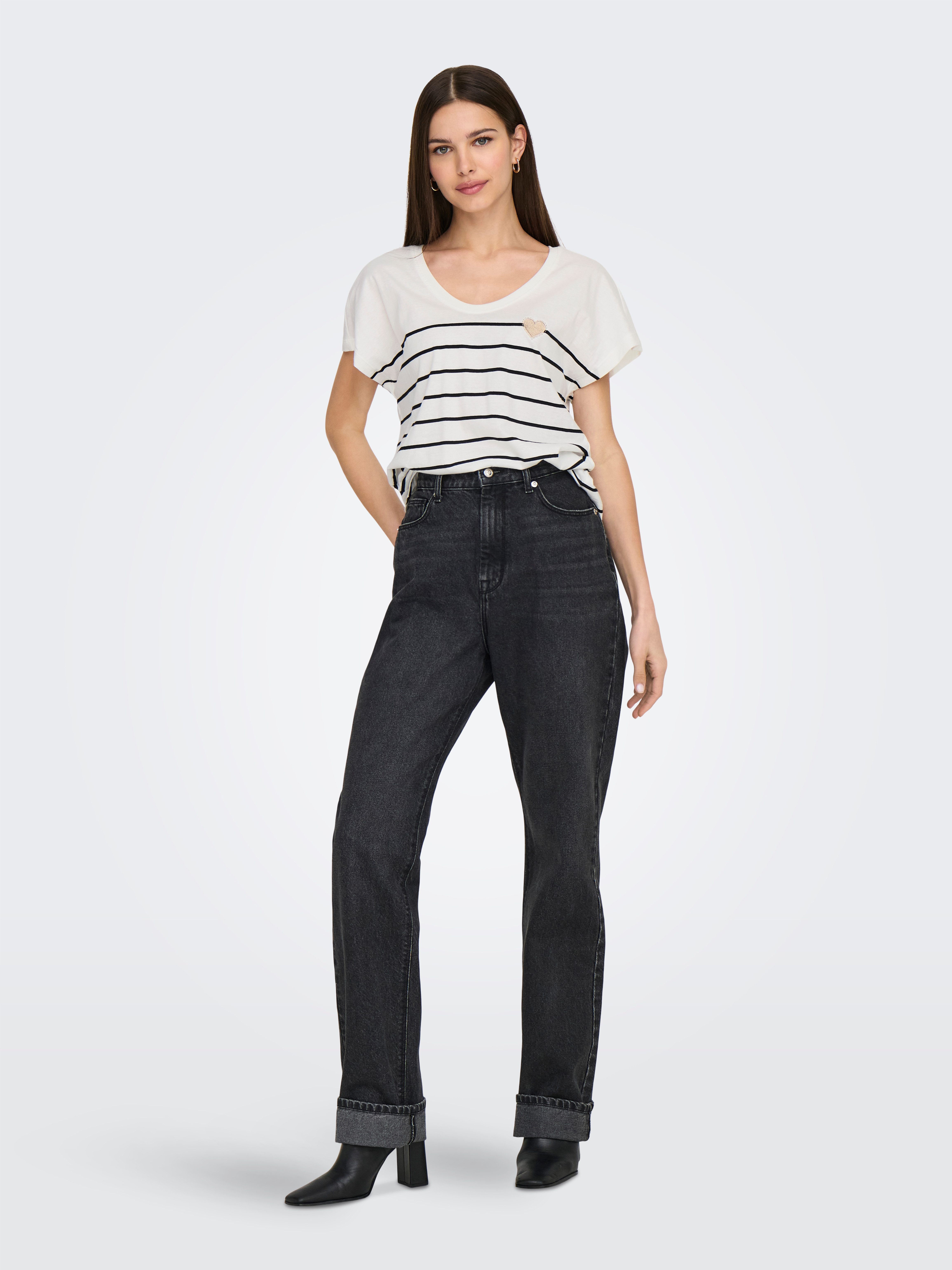 Only Shirt met korte mouwen ONLEMILY LIFE S/S HEART TOP CS JRS