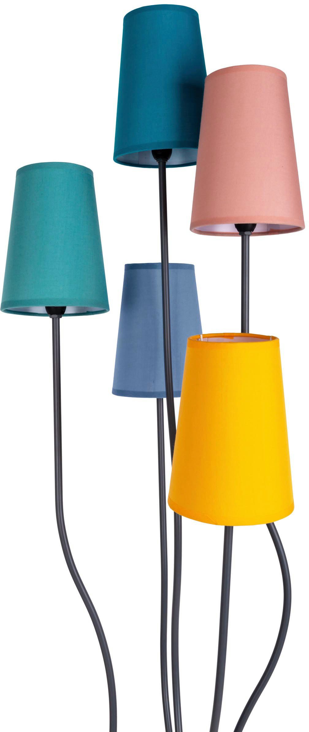 näve Staande lamp COLORA 5-vlg., e14, textiel kappen elk 1x geel, roze, blauw, turquoise, olijf (1 stuk)