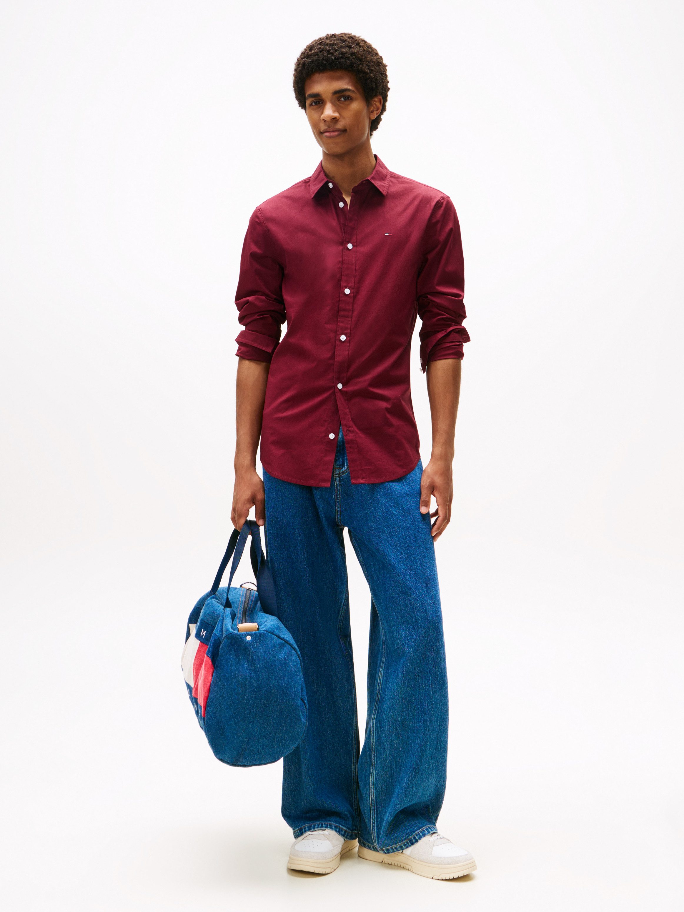 TOMMY JEANS Overhemd met lange mouwen Sabim Stretch Hemd Shirt Stretch shirt, premium, slim fit, met elastaan
