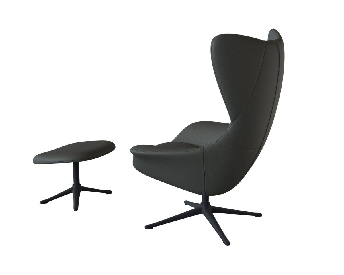 FLEXLUX Oorfauteuil Stilo relaxstoel, TV-stoel Solitaire, stijlicoon, draaibaar, zwarte poot