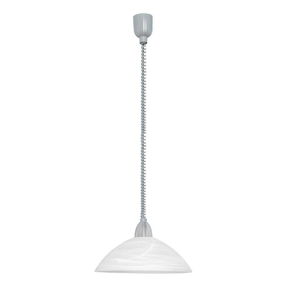 EGLO Hanglamp LORD 2 hanglamp, grijs, matglas in wit, in hoogte verstelbaar Hanglamp, spiraalsnoer, in hoogte verstelbaar, keukenlamp, E27, Ø 36 cm (1 stuk)