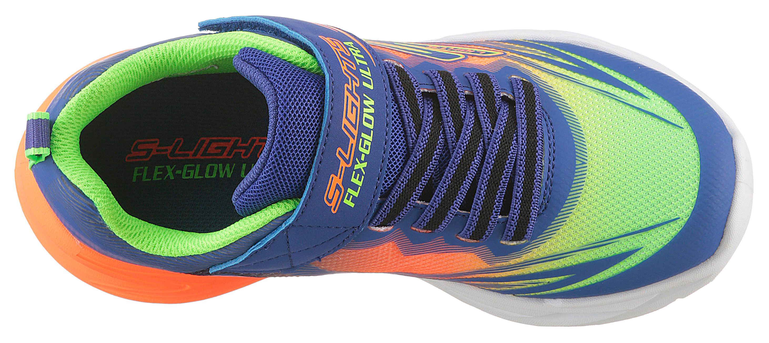 Skechers Kids Sneakers FLEX-GLOW ULTRA , blink-klittenbandschoen om in te glijden, neon, maat sjabloon om te downloaden