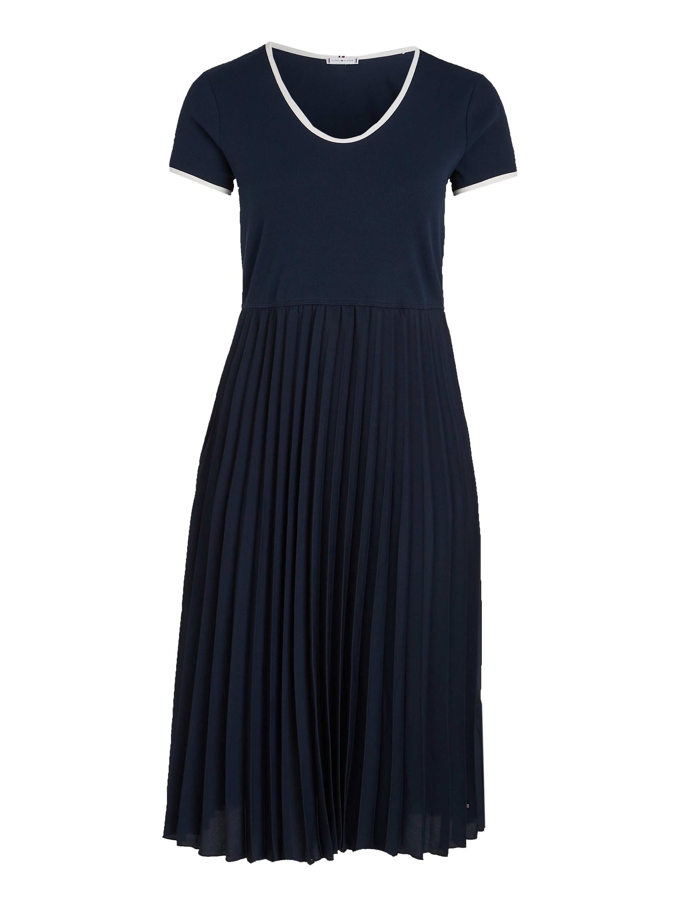 Tommy Hilfiger Curve Blousejurk CRV CONTRAST SOFT V-NK DRESS in grote maten, met diepe ronde hals