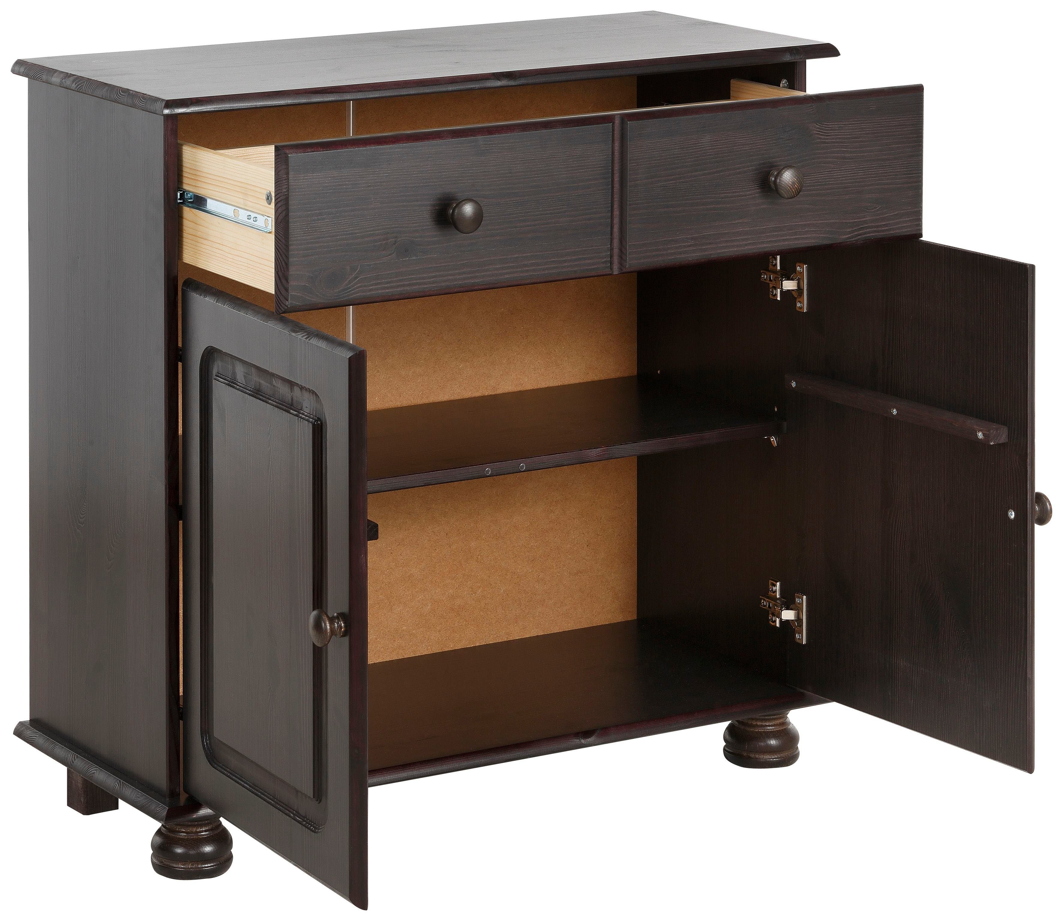 Home affaire Dressoir Mette Commode met gefreesde, bolvormige voeten, breedte 80 cm