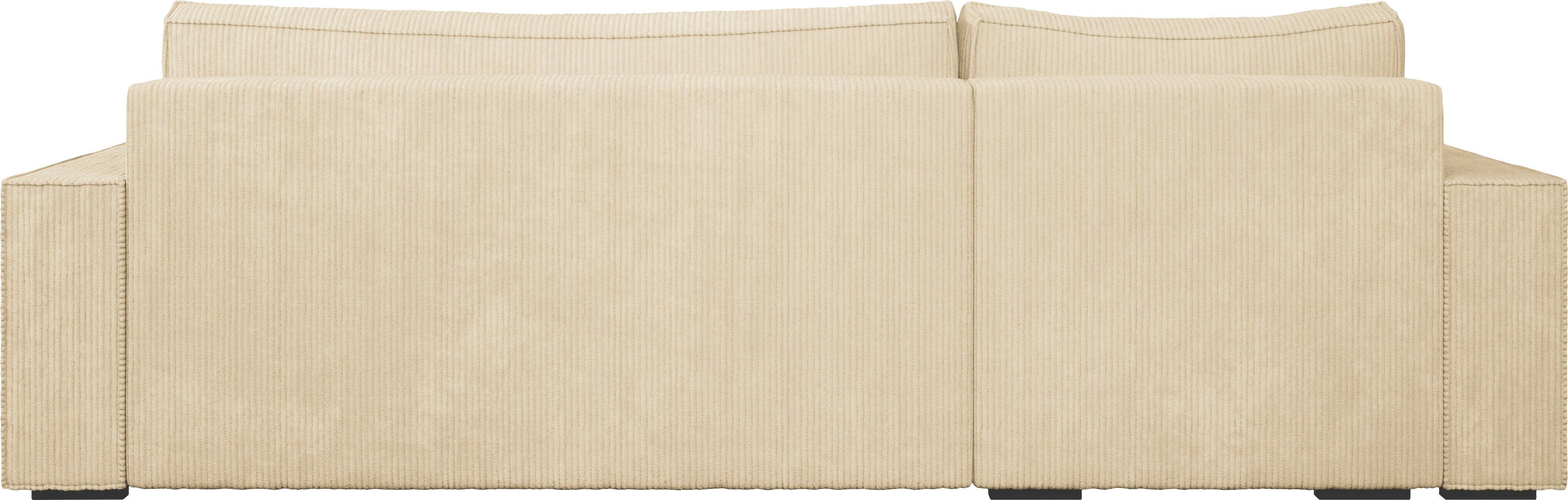 INOSIGN Hoekbank Winton ribfluwelen bank/slaapbank 253 cm Ribfluweel, omkeerbare recamiere, slaapfunctie (130/208 cm), bedbox