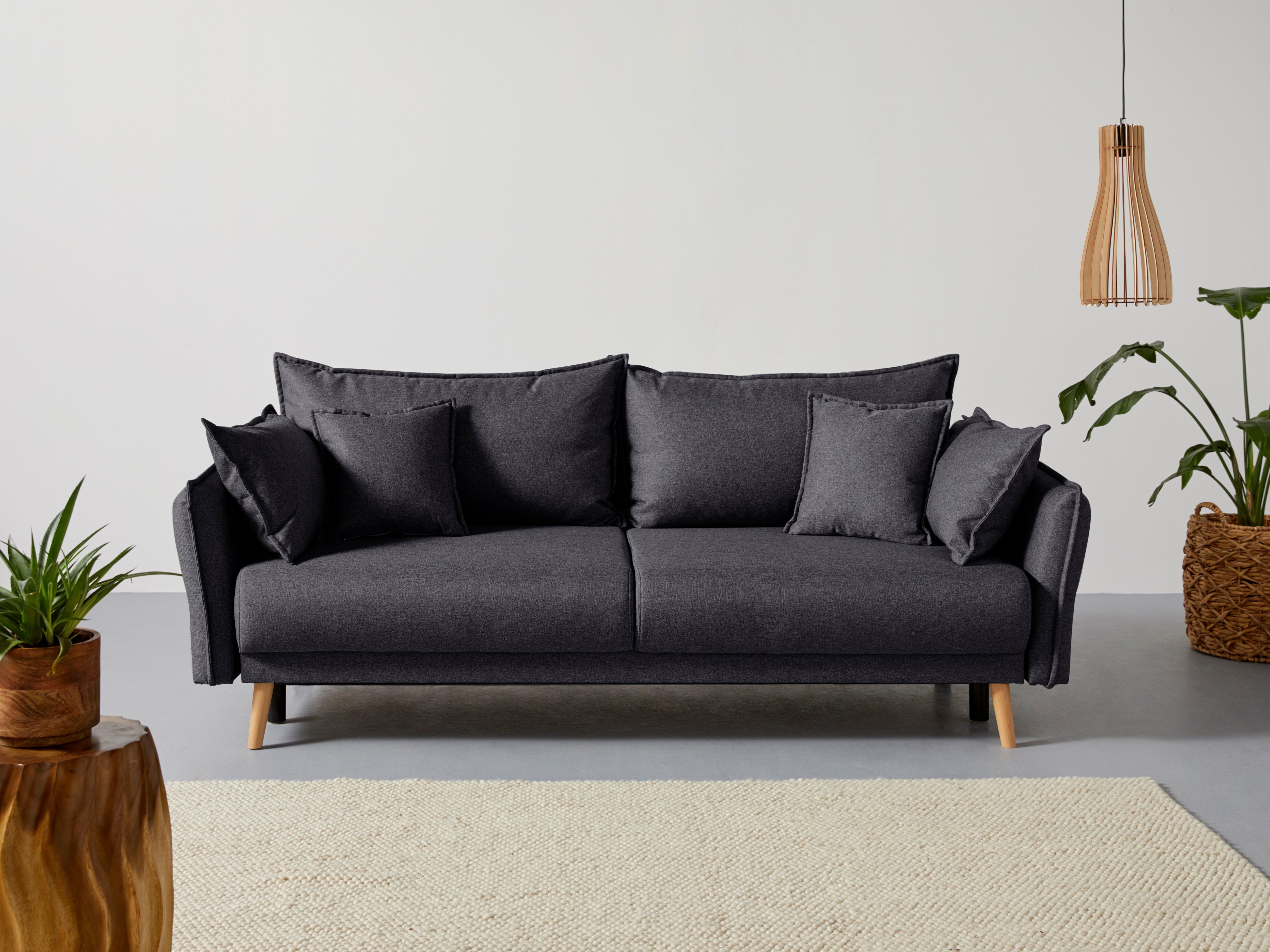 Home affaire Slaapbank Granbo incl. slaapfunctie en bedkist, binnenveringsinterieur, zijzak grijs, slaapbanken