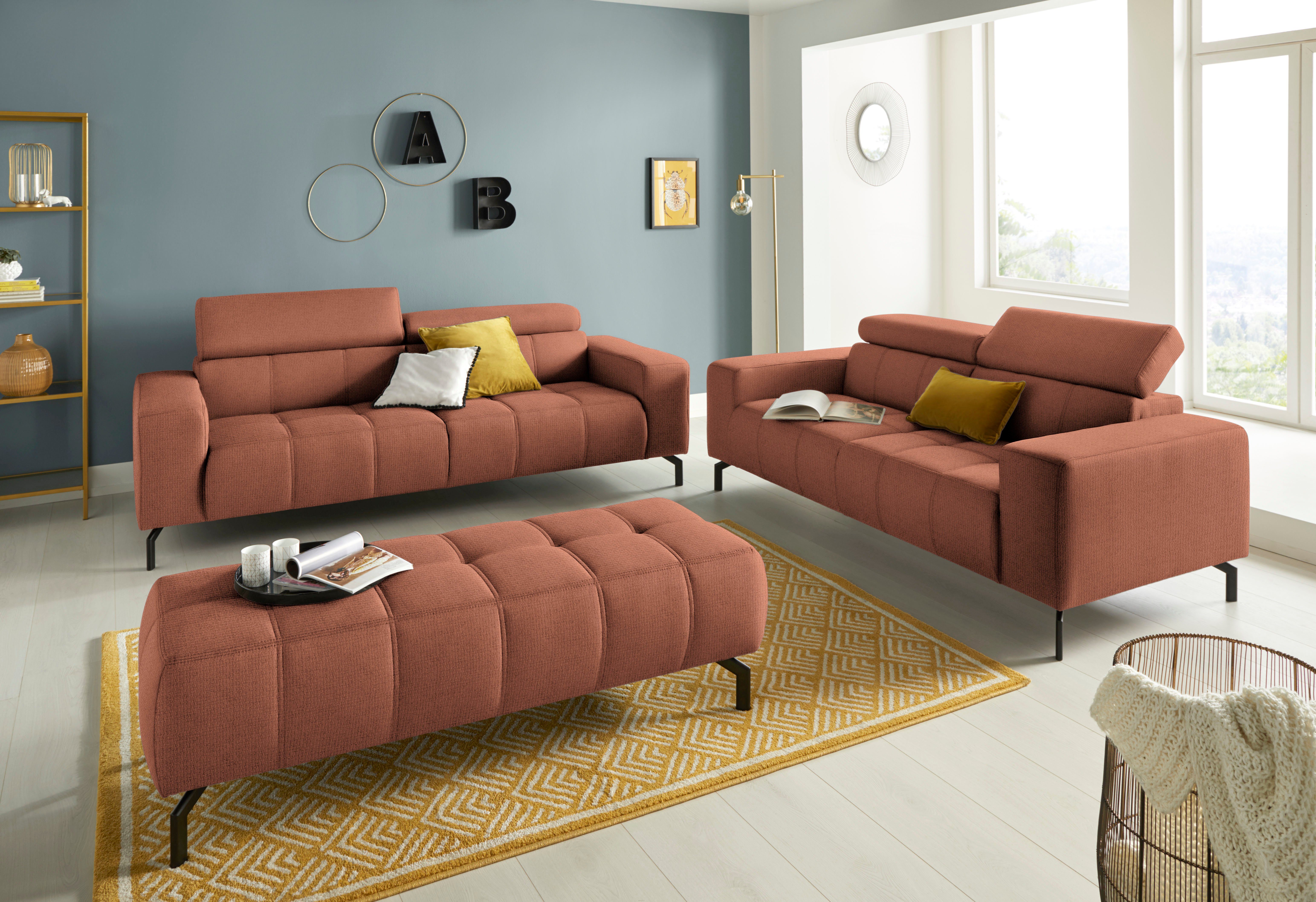 DOMO collection 2,5-zitsbank Cunelli tijdloos en elegant, moderne zitnaden als designelement,