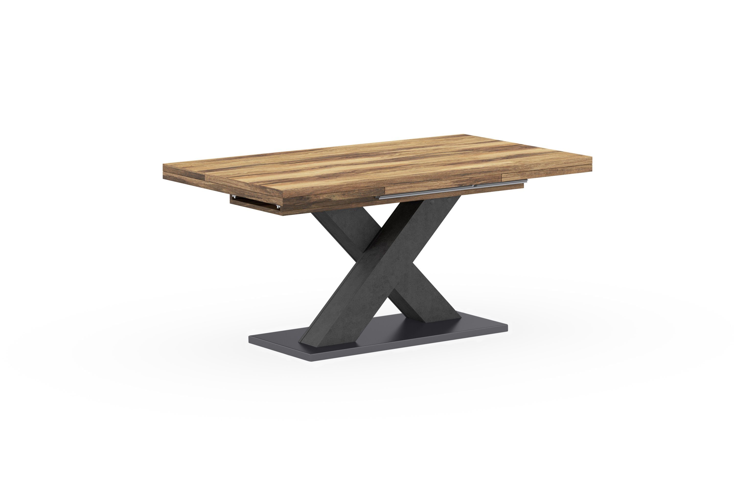 Mäusbacher Eettafel Comfort tafel TOPSELLER! Mäusbacher eettafel met X-frame en voetplaat. Breedte 160-260 eettafels grijs