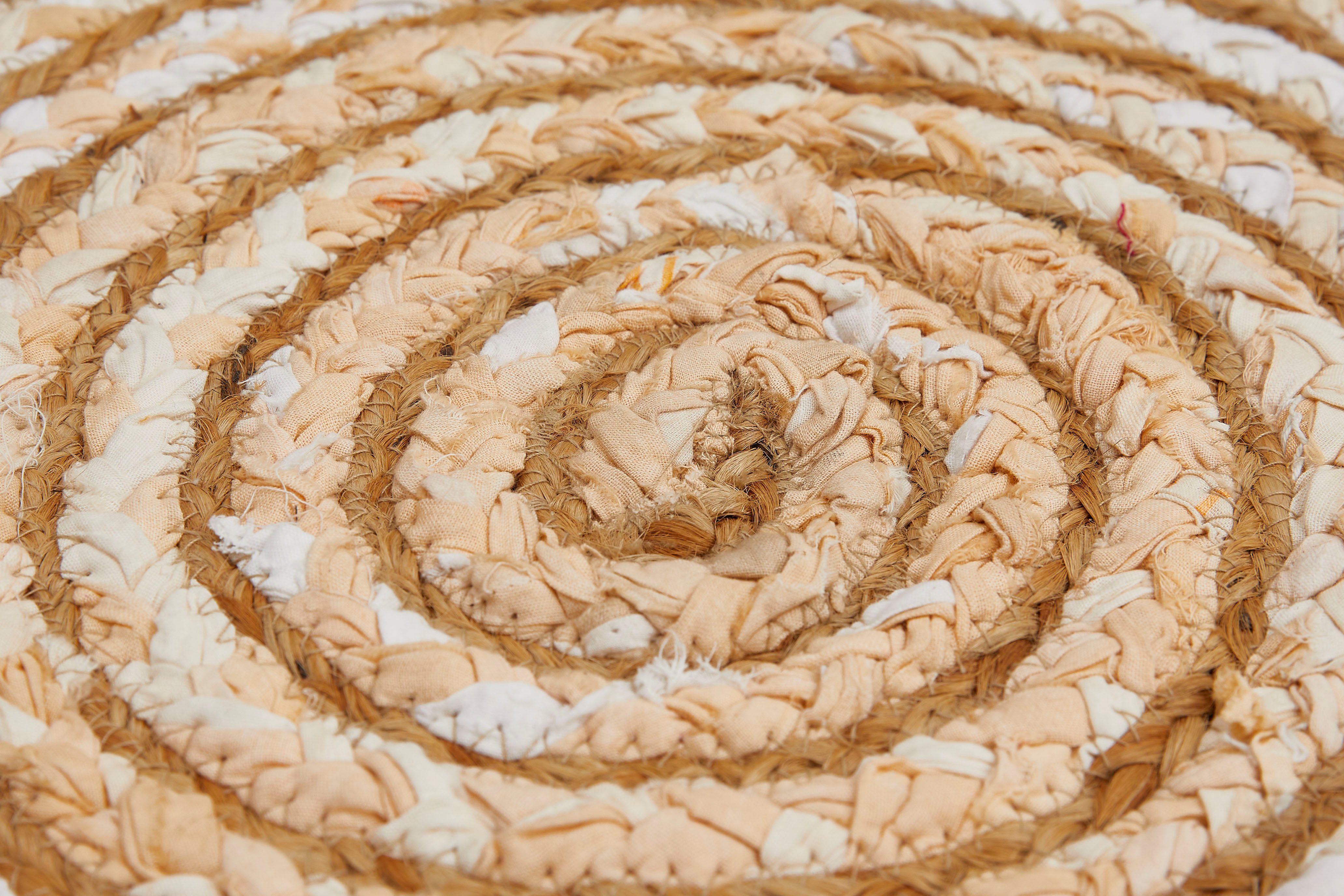 Barbara Becker Vloerkleed Ethno Platweefsel, met de hand gevlochten, ø 80 cm, van jute & gerecycled katoen