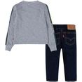 levi's kidswear shirt met lange mouwen  broek baby (set, 2-delig) grijs
