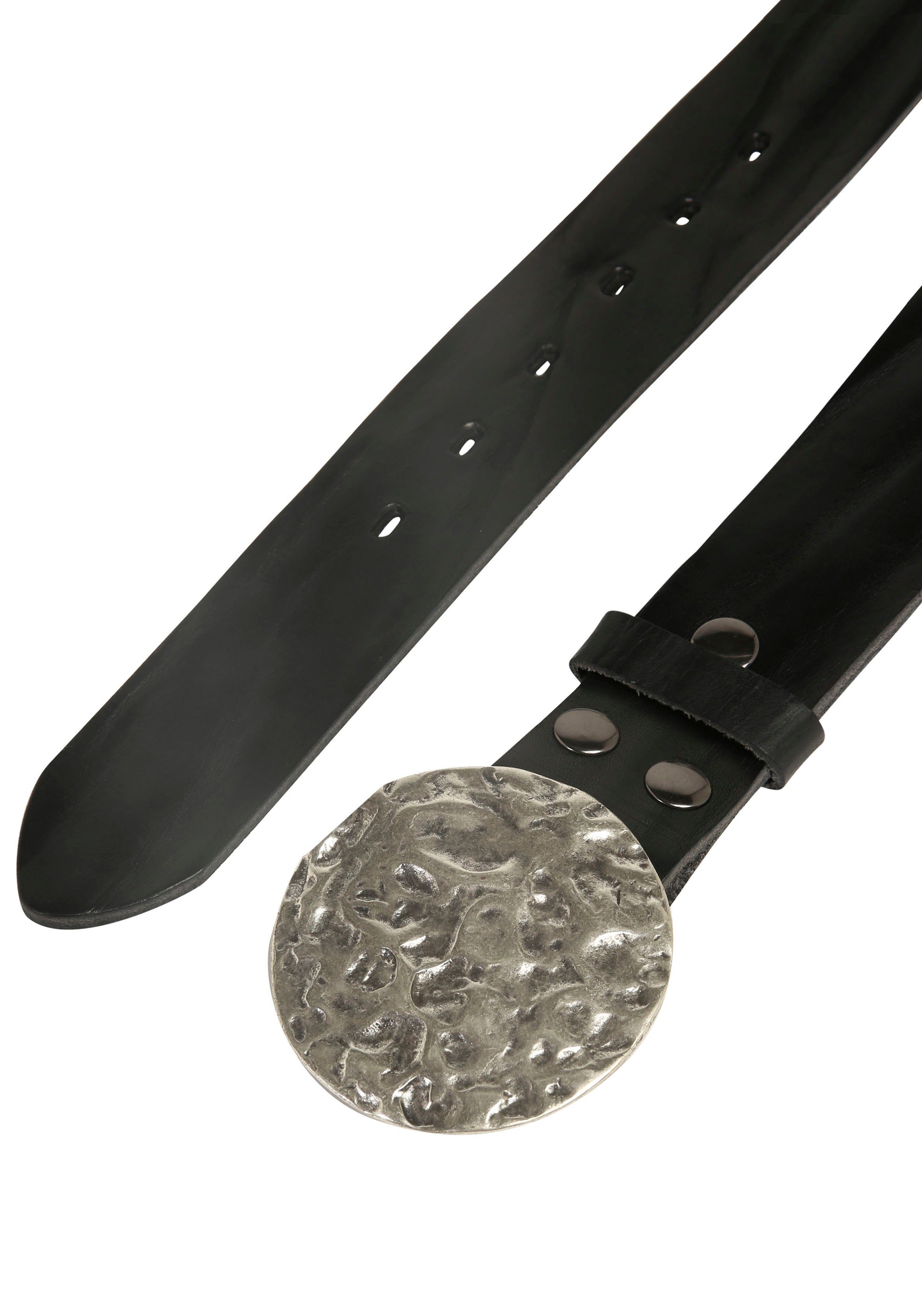 RETTUNGSRING by showroom 019° Leren riem met verwisselbare sluiting "volle maan zilverkleur"