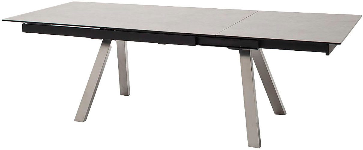 MCA furniture Eettafel TOBAGO uitschuiftafel 180-260 cm Keramiek, roestvrij staal, uitschuifbaar, tafelblad 13 mm
