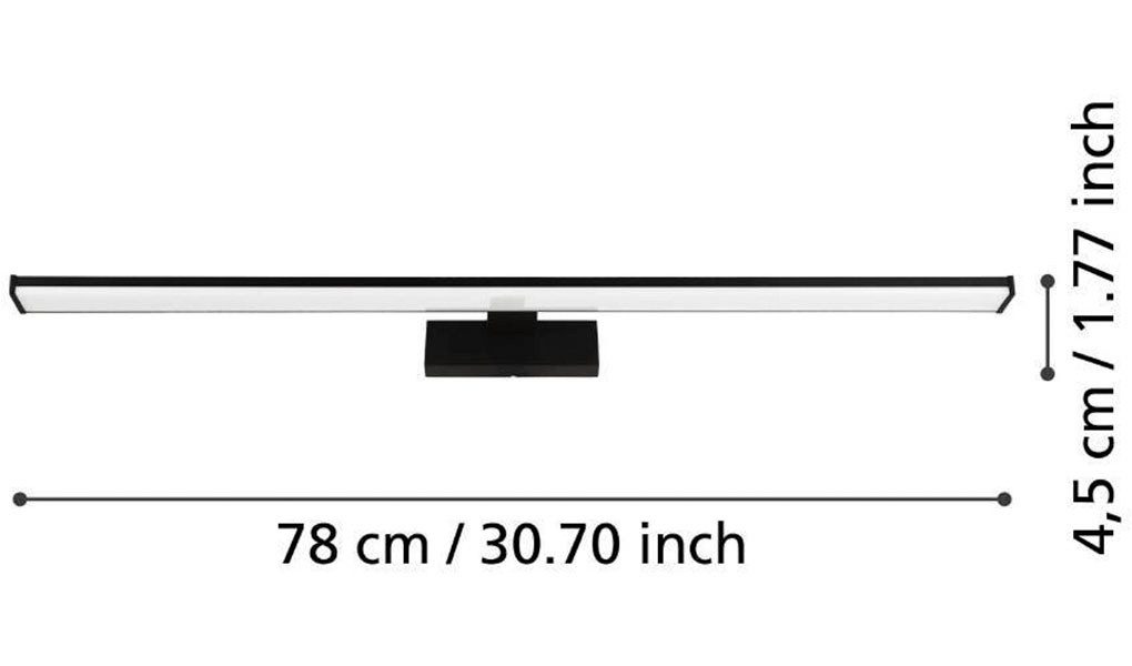 EGLO Spiegellamp PANDELLA 1 Wandlamp, LED spiegel lamp, lamp in zwart, wit, IP44, L 78 cm (1 stuk)