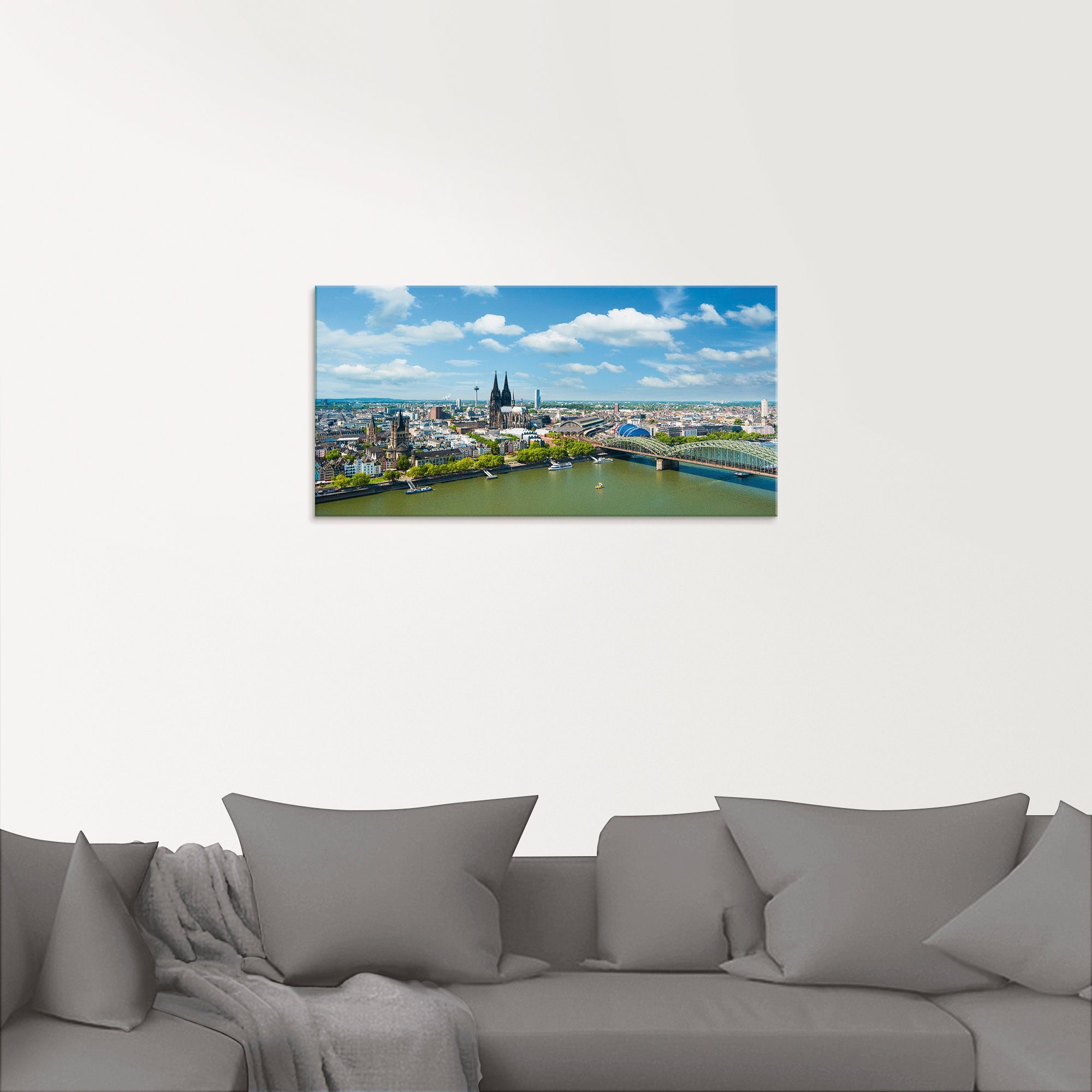Artland Print op glas Keulen Rijn Panorama in verschillende maten