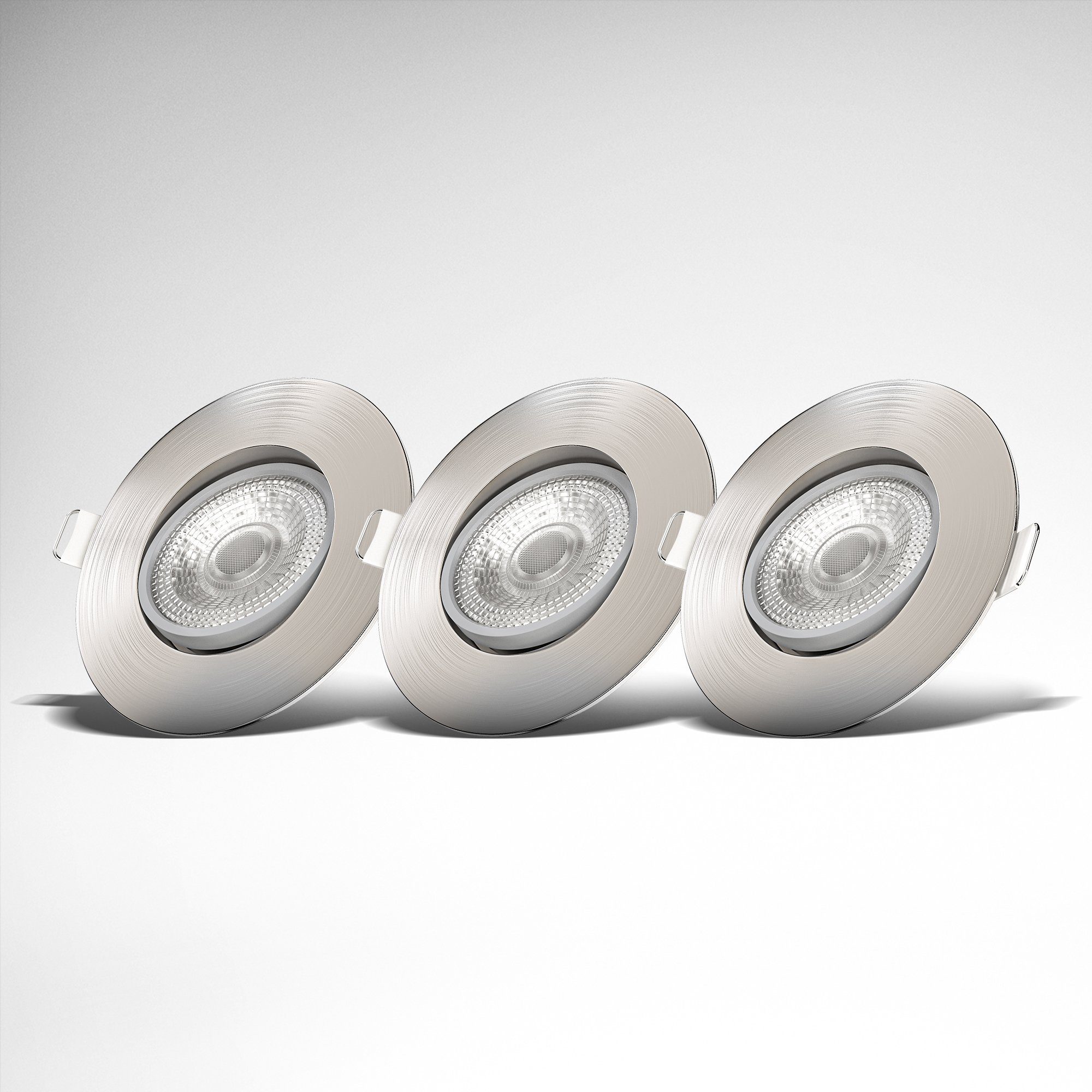 B.K.Licht Led-inbouwlamp BK_EL1284 LED Einbauleuchten, 3er Set, Schwenkbar, Dimmbar, Flach