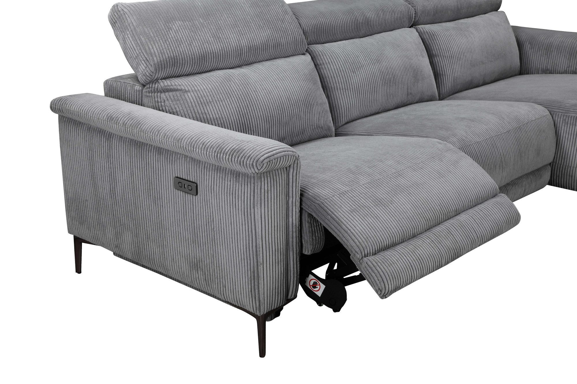 Places of Style Hoekbank Lund in cord, L-vorm, 261 cm, handmatige en elektrische relaxfunctie