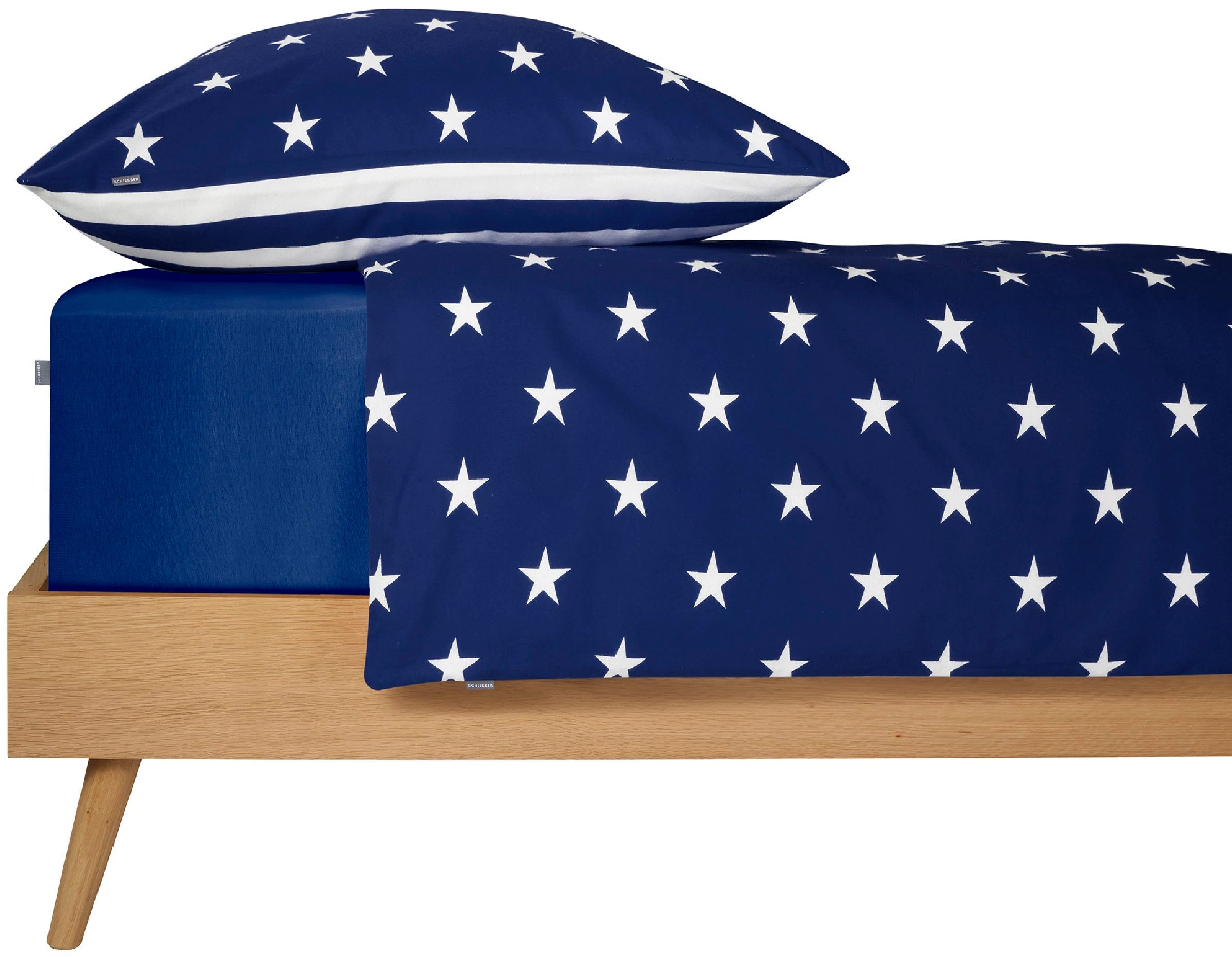 Schiesser Tweezijdig te gebruiken overtrekset Stars & Stripes van zacht katoen met sterrenprint (2-delig)