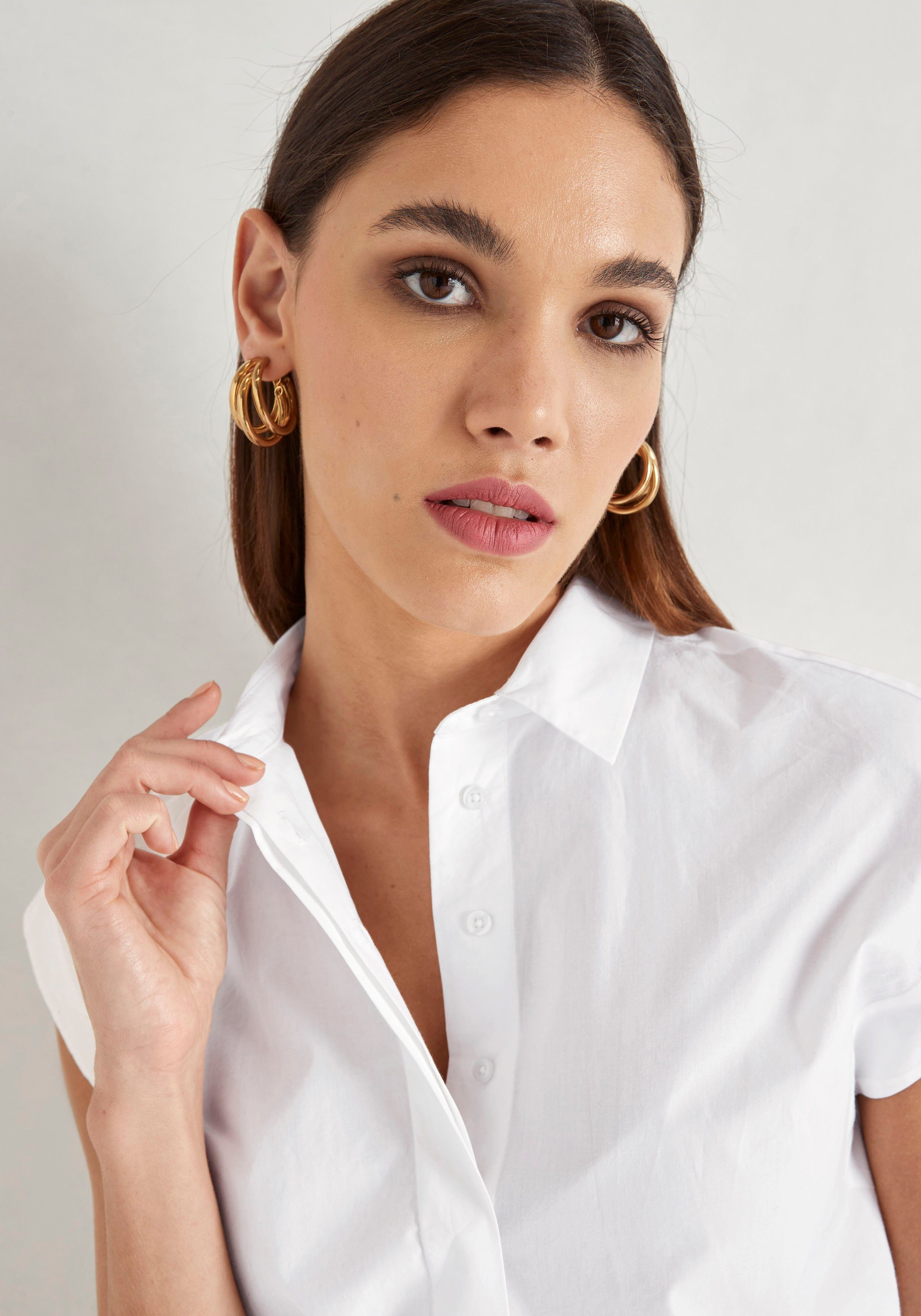 HECHTER PARIS Blouse met korte mouwen met doorknoopsluiting