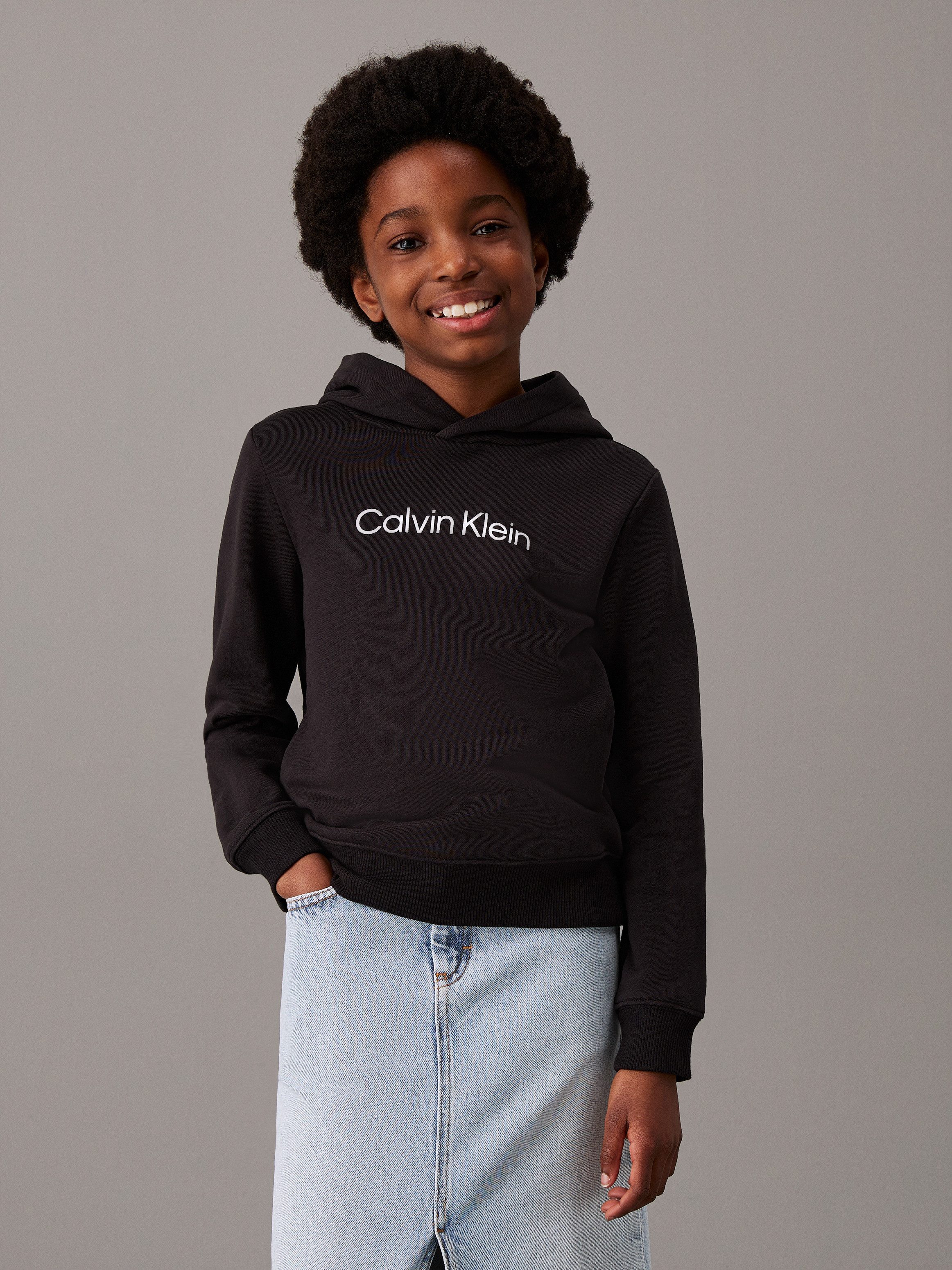 Calvin Klein Hoodie INST. LOGO REG. TERRY HOODIE voor kinderen tot 16 jaar en met logo-opdruk