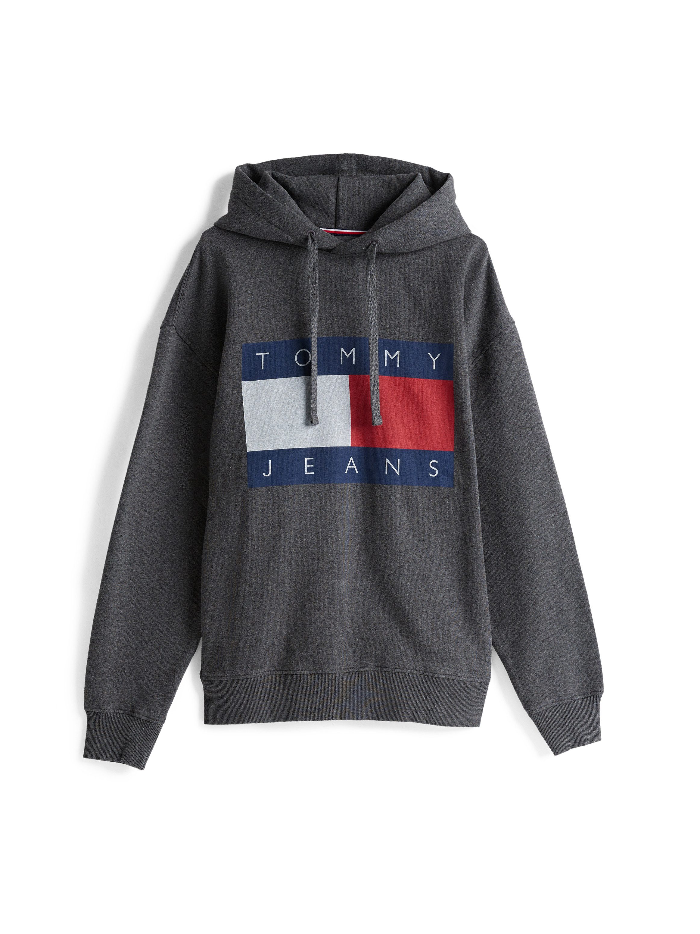 TOMMY JEANS Sweatshirt TJM RLX MELANGE FLAG HOODIE met bedrukte merklogo op borsthoogte