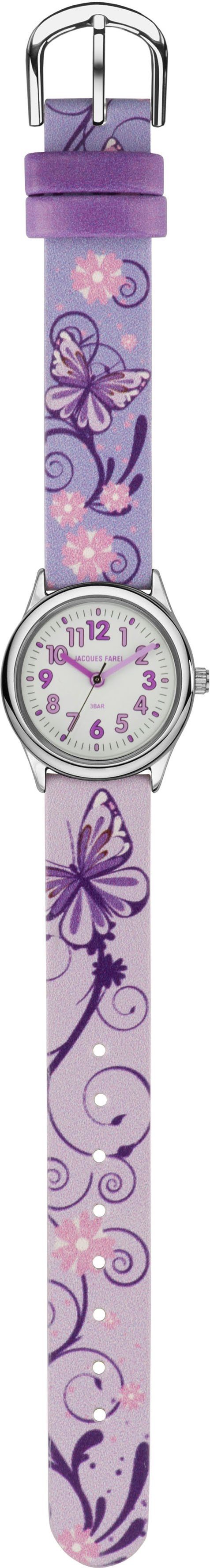 Jacques Farel Kwartshorloge Kinderhorloge vlinder, HCC 435 Kinderhorloge, meisjeshorloge, vlinder, ideaal ook als cadeau