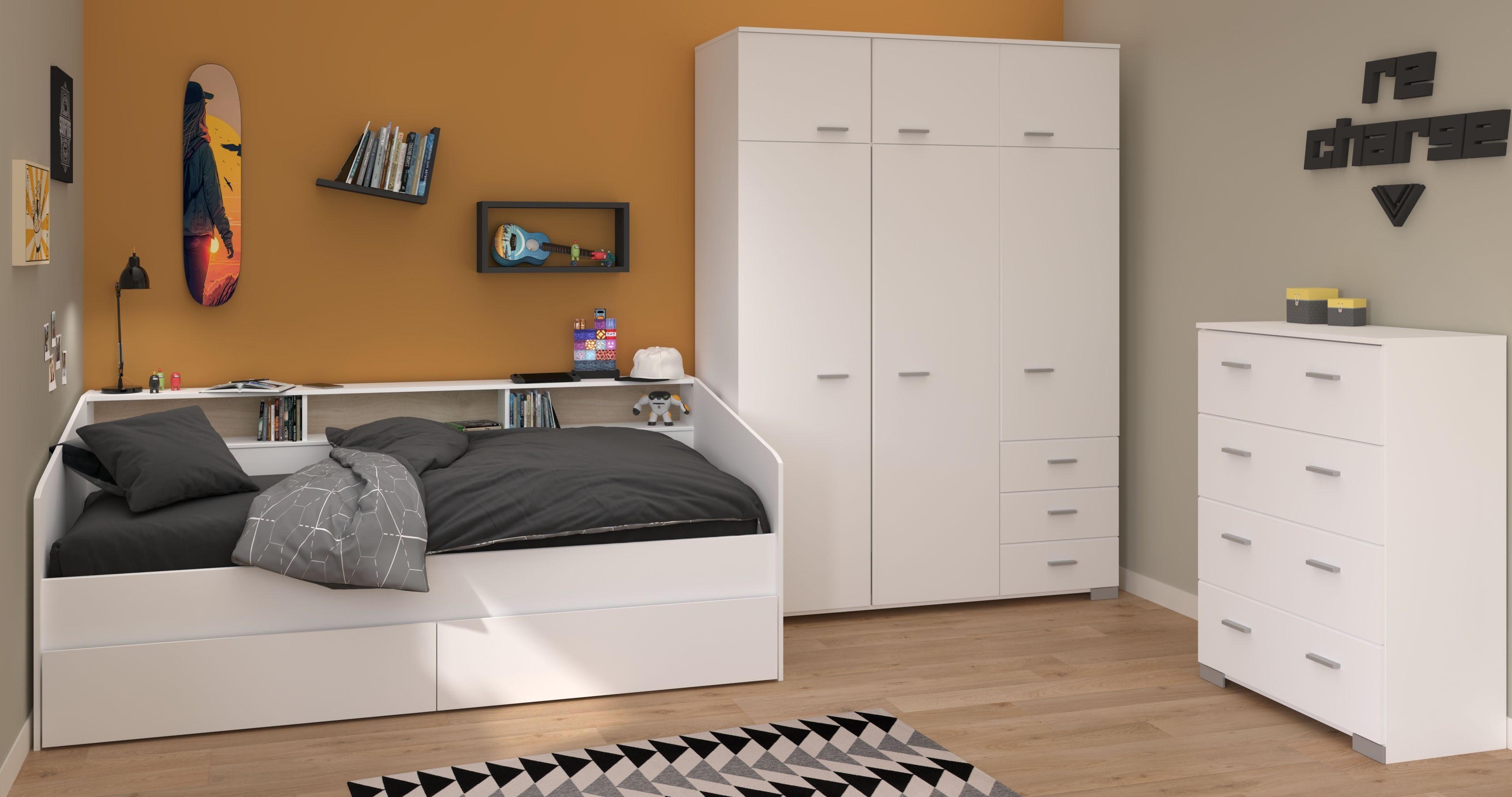 Parisot Tienerkamerset Sleep 41 Achterwanden van de vakken aan het bed draaibaar (set, 4-delig)