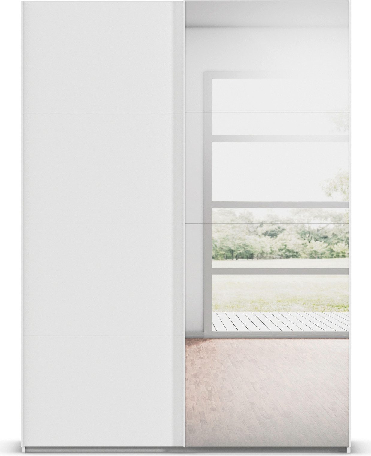 rauch Schuifdeurkast Kledingkast Kast Garderobe Slaapkamerkast EVELYN in elegante stijl met spiegel 5 breedtes veel opbergruimte made in germany