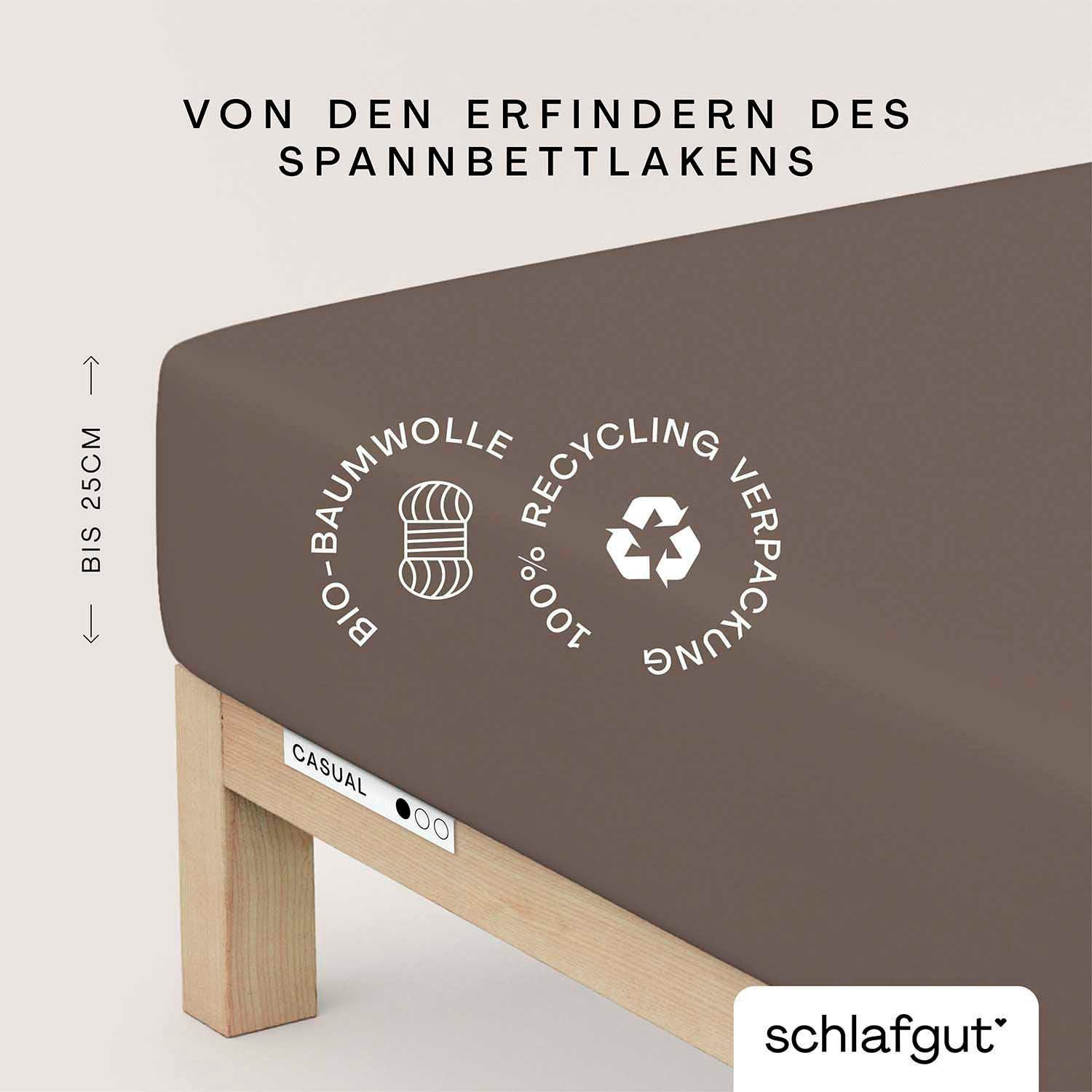 Schlafgut Hoeslaken CASUAL o.a. in maat 90x200, 140x200 of 180x200 cm, 100% biologisch katoen Dekbedovertrek voor matrassen tot 25 cm hoogte,