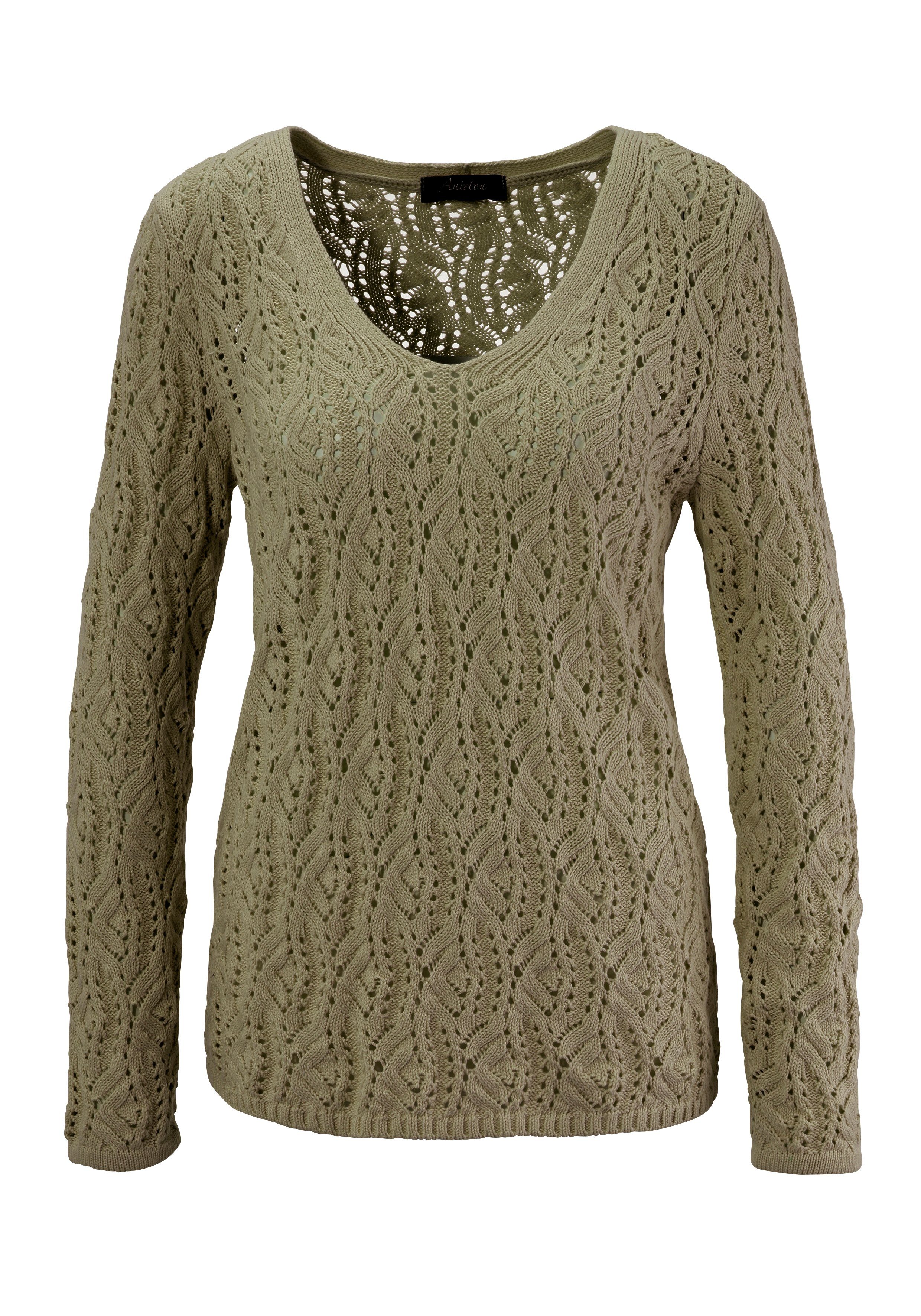 Aniston CASUAL Gebreide trui met trendy ajour-patroon