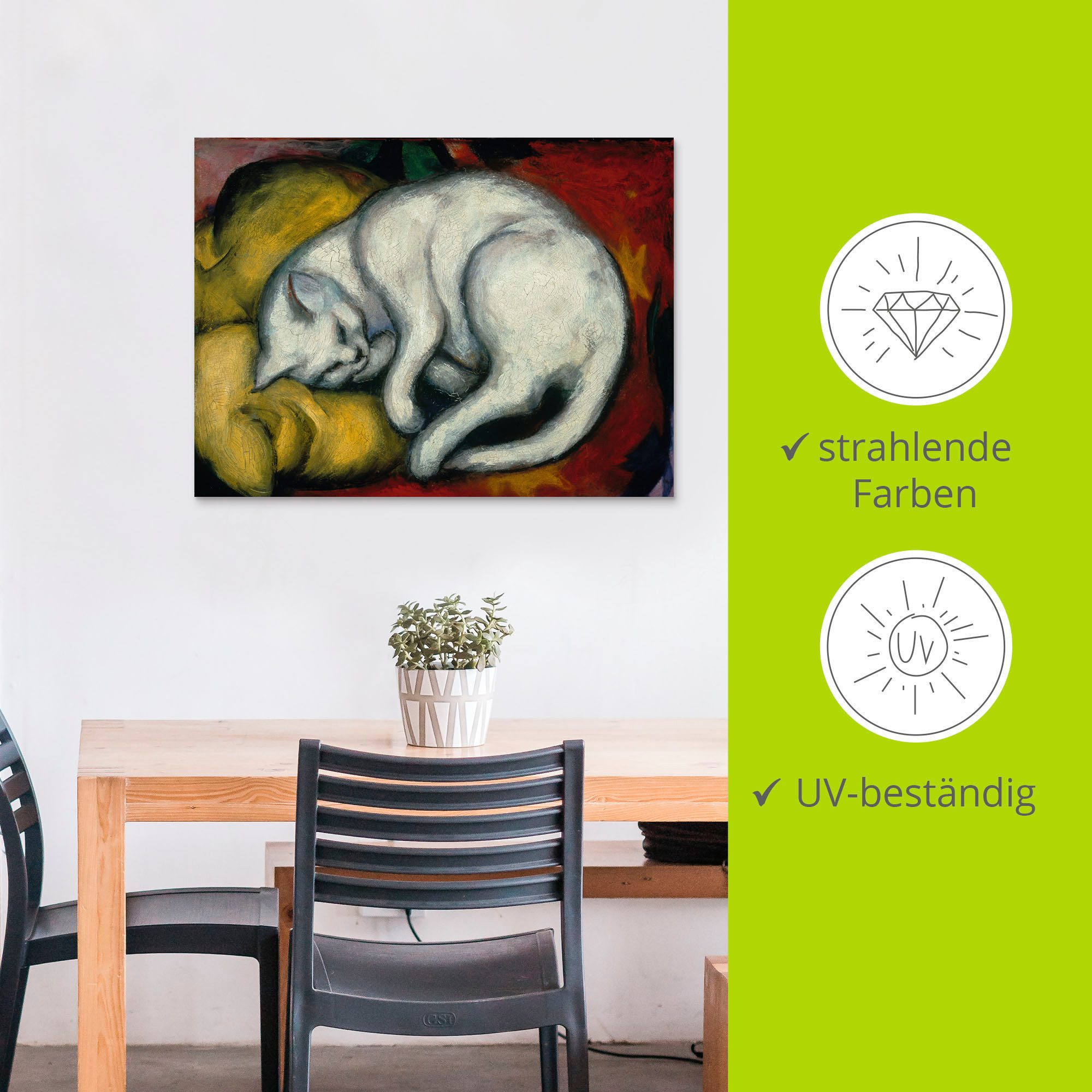 Artland Artprint De witte kat. 1912 als artprint van aluminium, artprint voor buiten, artprint op linnen, poster in verschillende maten. maten