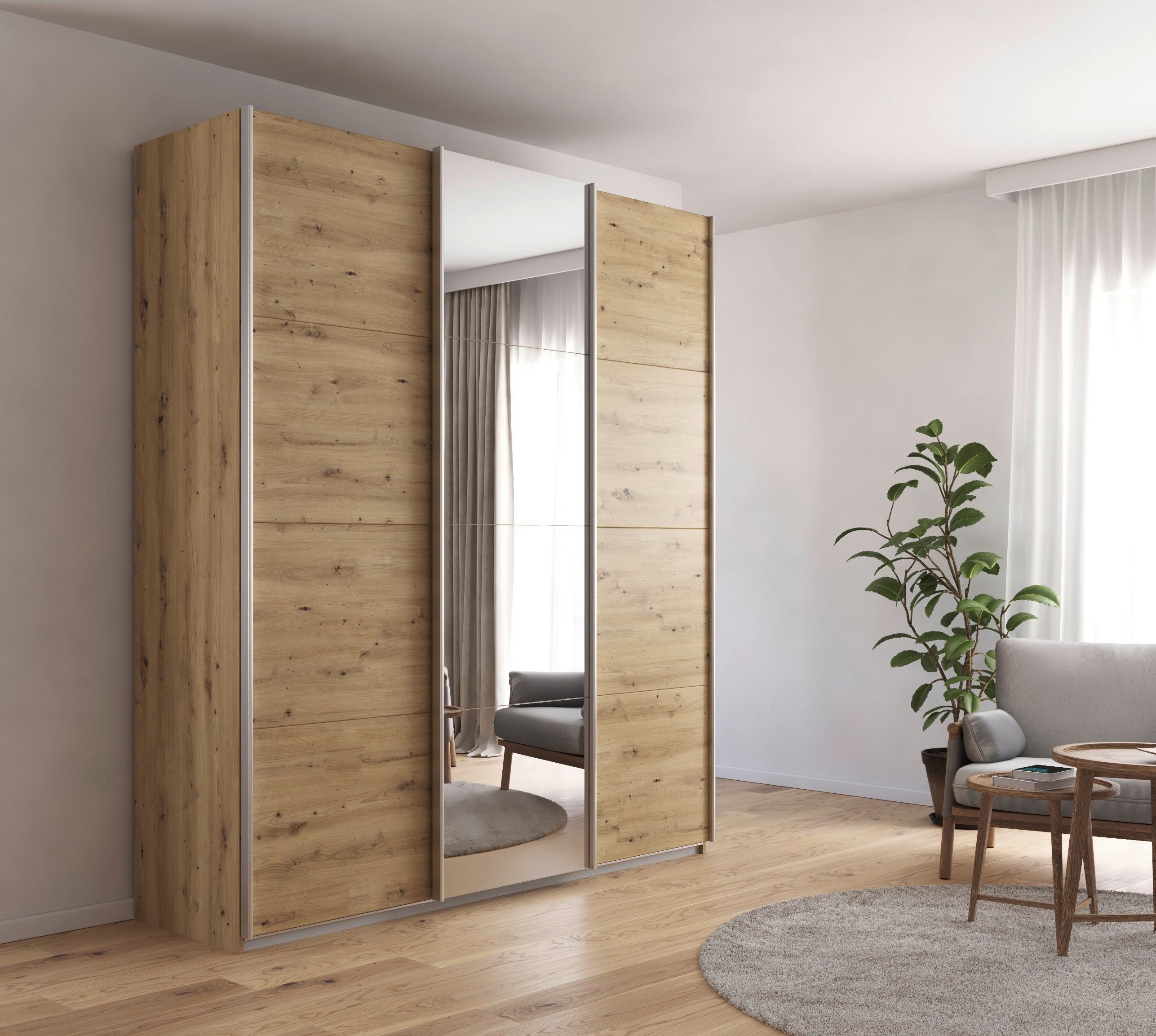 rauch Schuifdeurkast Kledingkast Garderobe CORTONA inclusief interieurindeling,