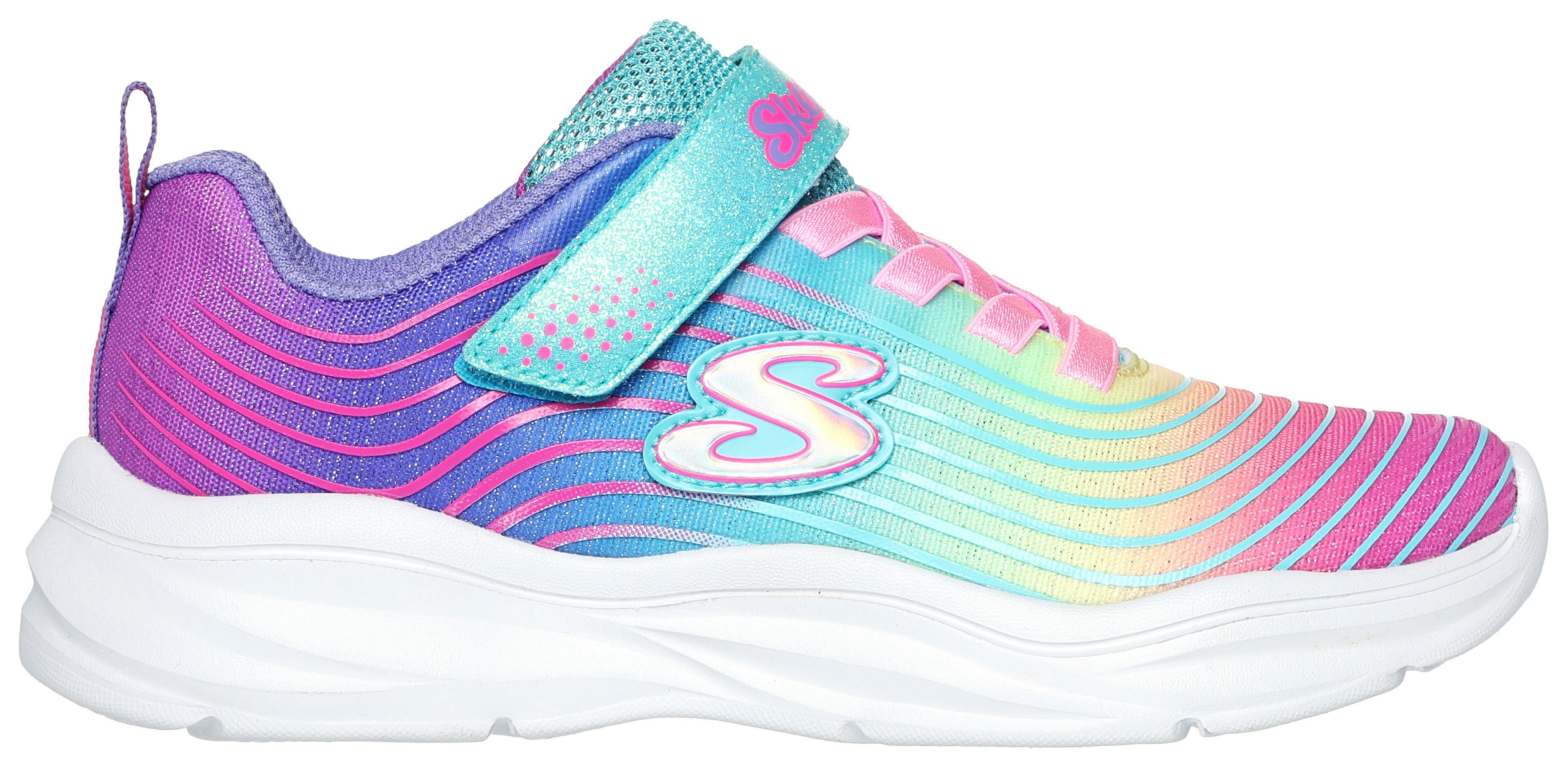 Skechers Sneakers POWER JAMS - PASTEL SPEED slip-on sneaker, klittenbandschoen met regenboog kleurverloop en glitter