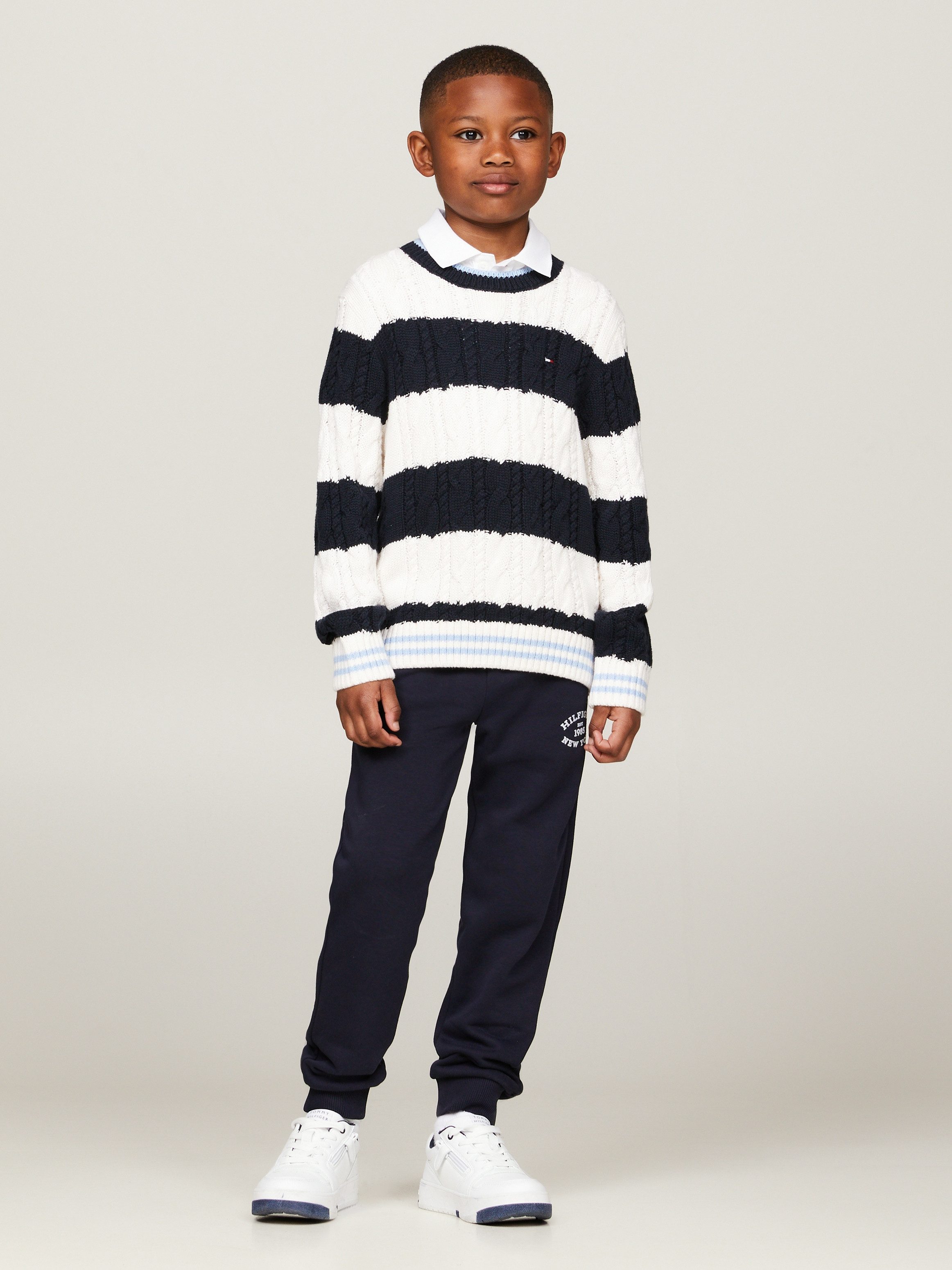 Tommy Hilfiger Gebreide trui COLORBLOCK CABLE REGULAR SWEATER Kinderen tot 16 jaar met logostiksel