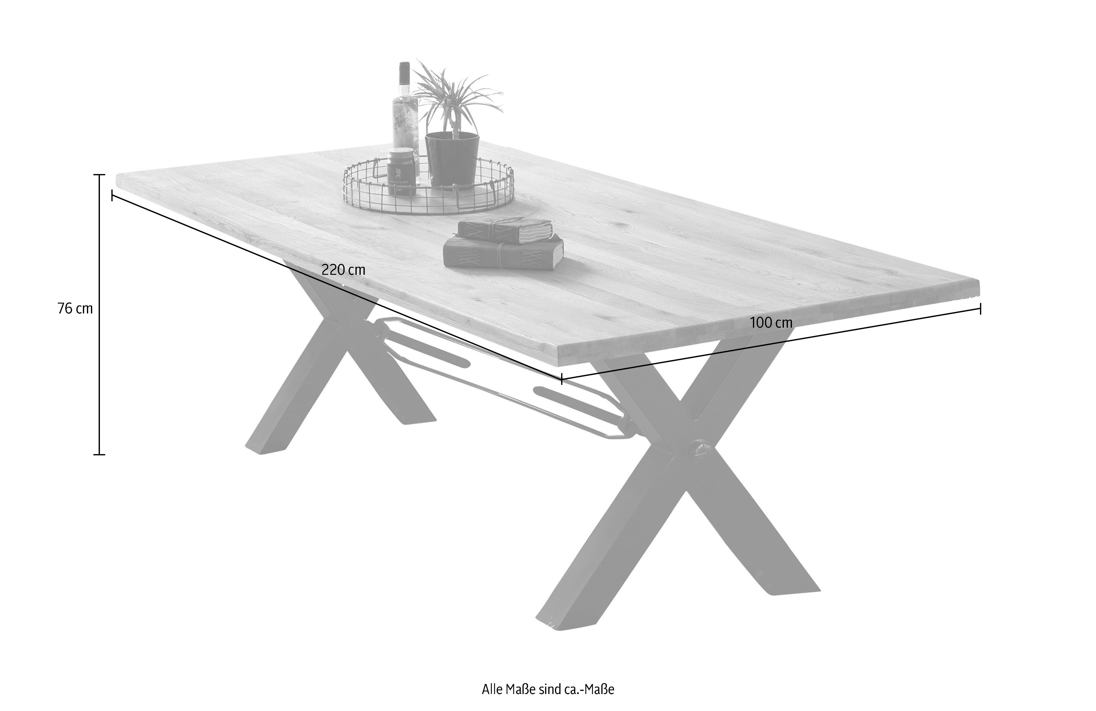 SIT Eettafel X-frame in industriële antiek-look