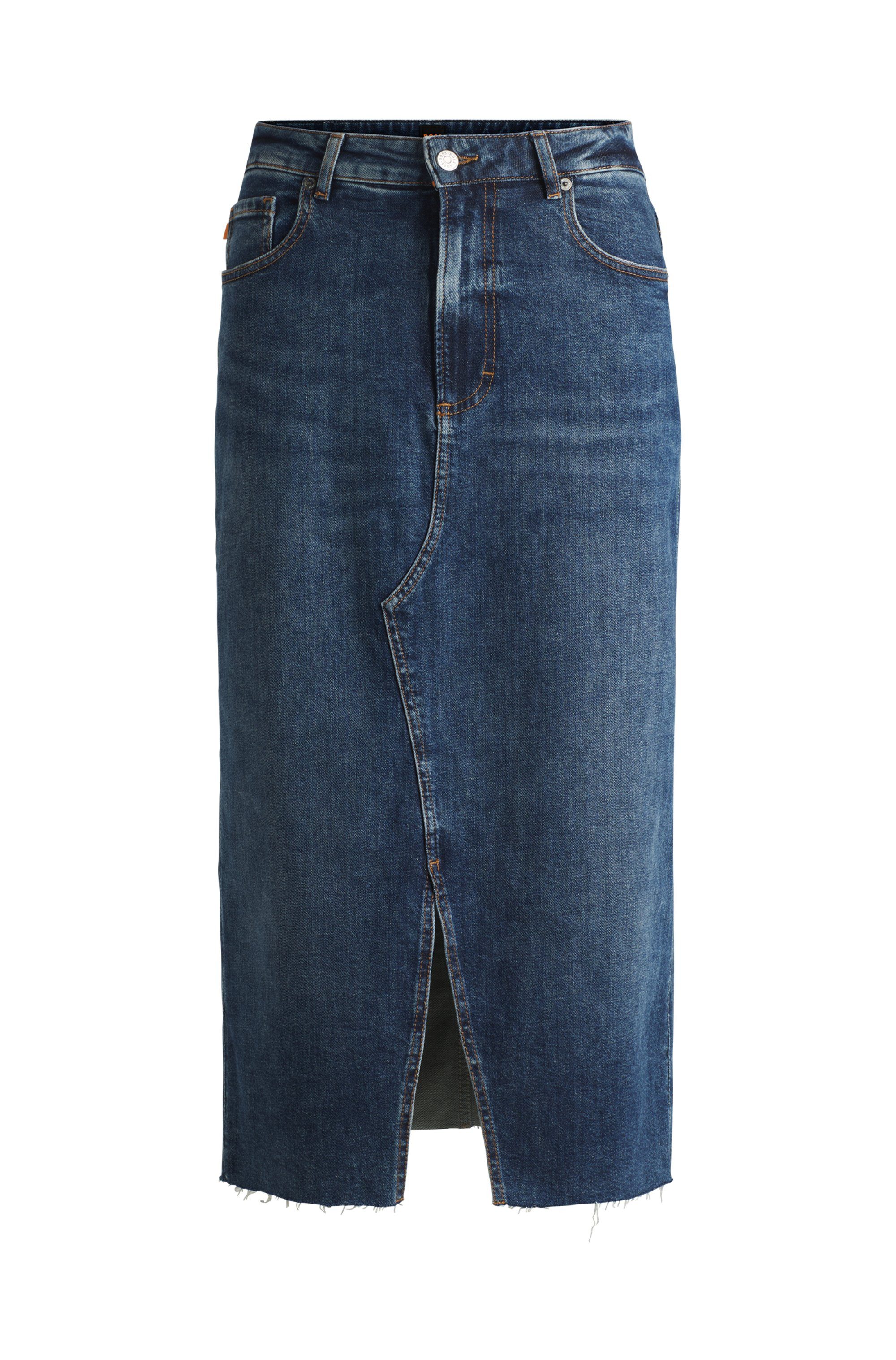 Boss Orange Geweven rok DENIM SKIRT MIDI Premium Damesmode