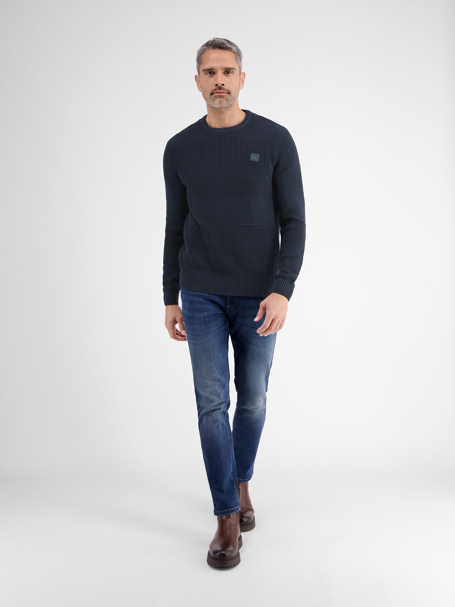 Lerros Gebreide trui LERROS heren pullover in structuurbrei kwaliteit