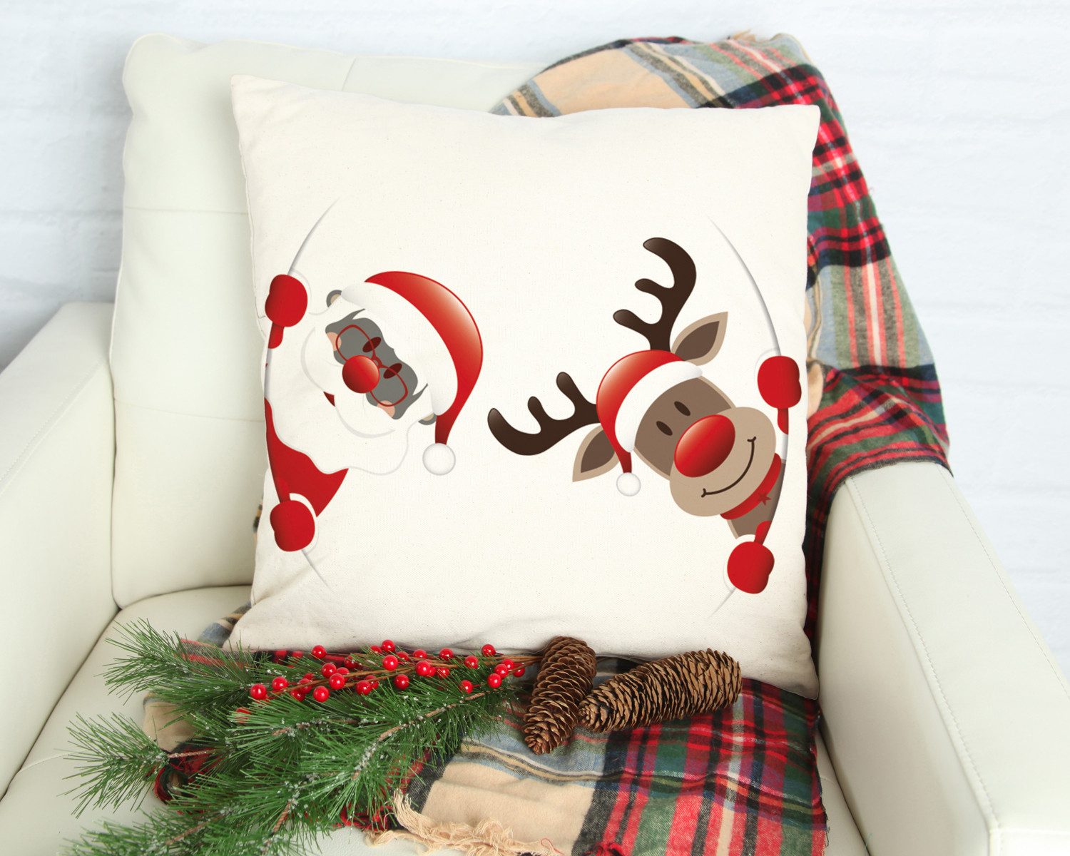 queence Sierkussen Santa Kussenhoes, kerstman, rendier, kerst, feestelijk, winterachtig (1 stuk)