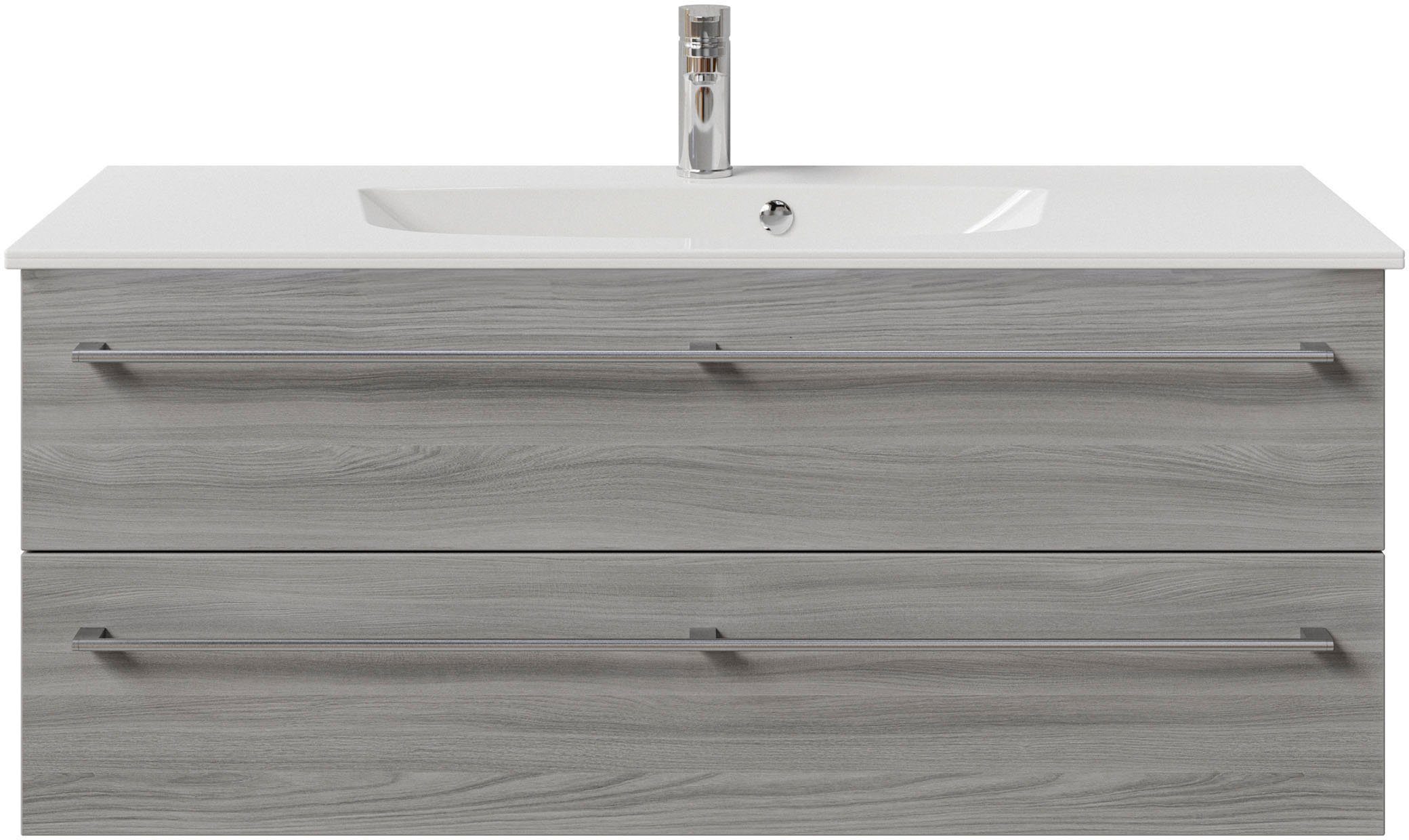 Saphir Wastafelonderkast Serie 6025 mineraalmarmeren wastafel met onderkast, 117 cm breed (2-delig)