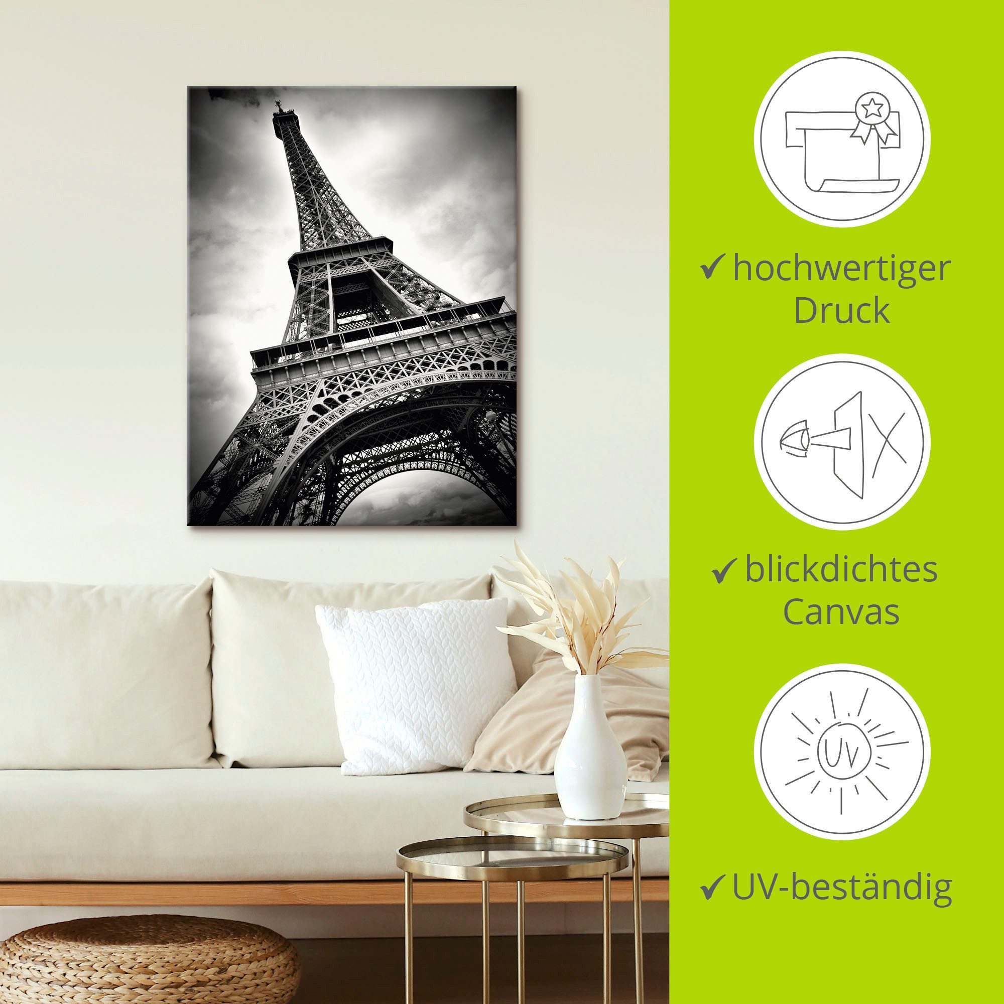 Artland Artprint Eiffeltoren Parijs als artprint op linnen, poster in verschillende formaten maten
