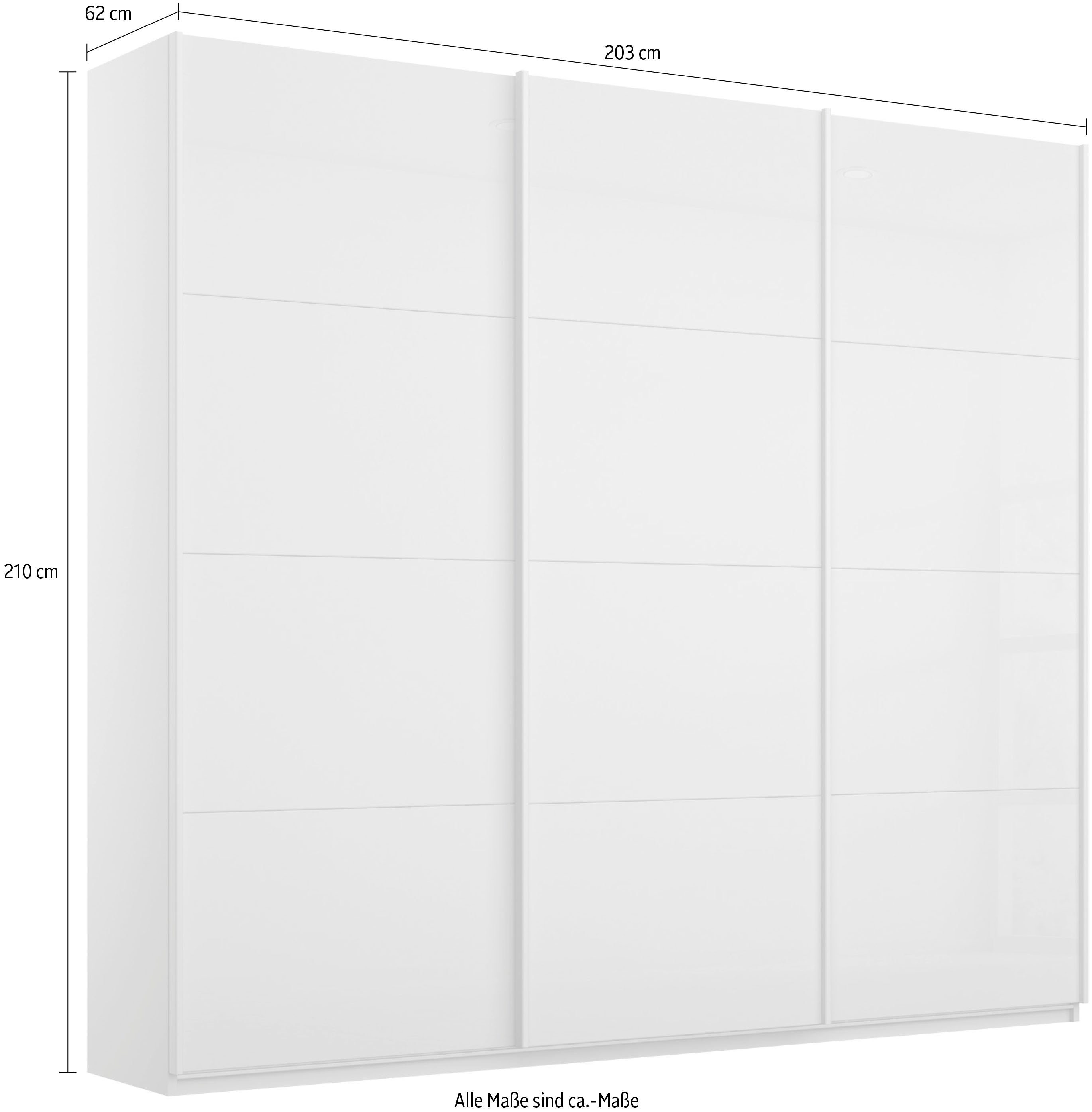 rauch Zweefdeurkast Koluna Glazen front, inclusief 2 lades en extra planken