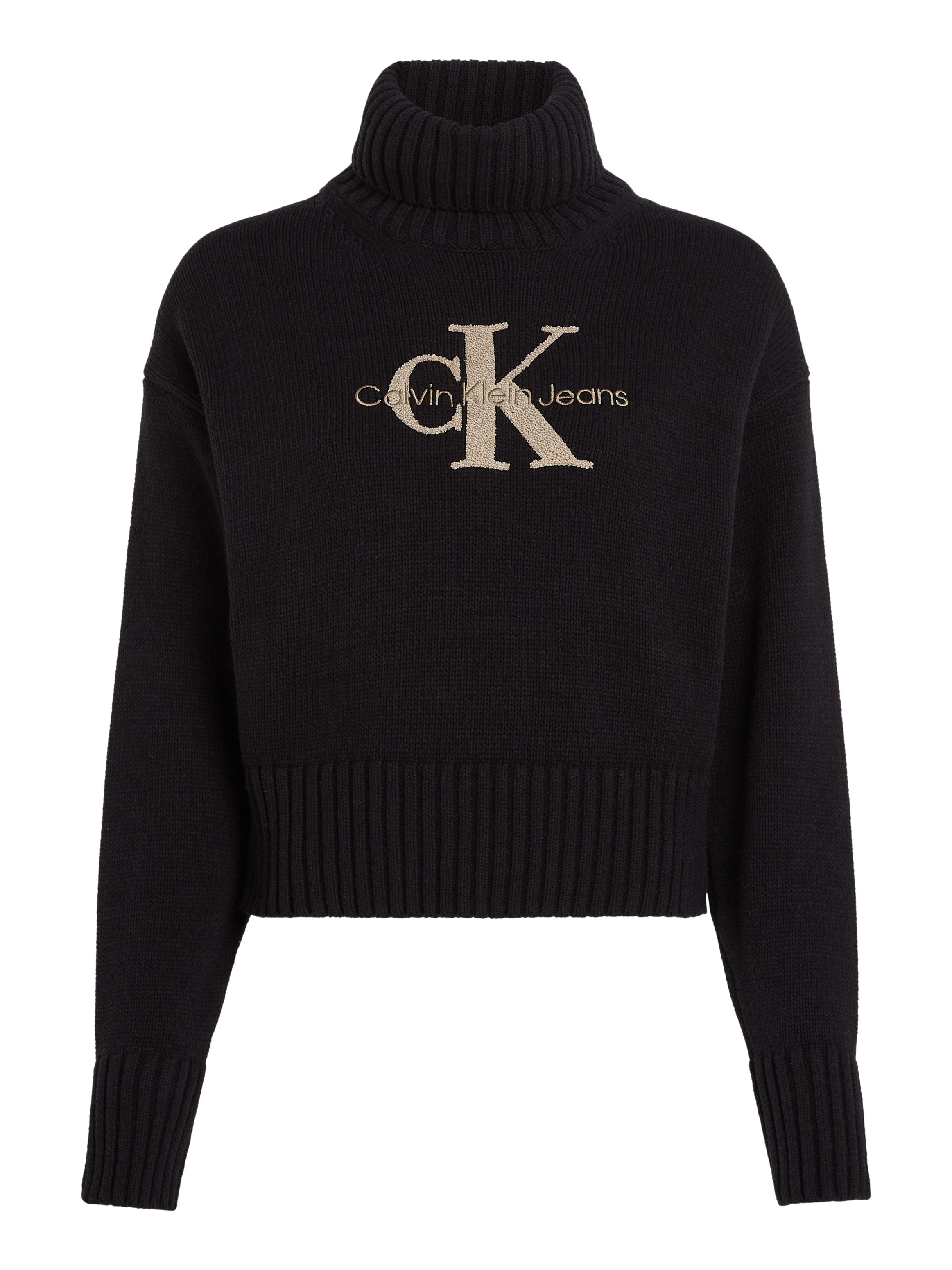 Calvin Klein Trui met staande kraag CHENILLE MONOLOGO SWEATER