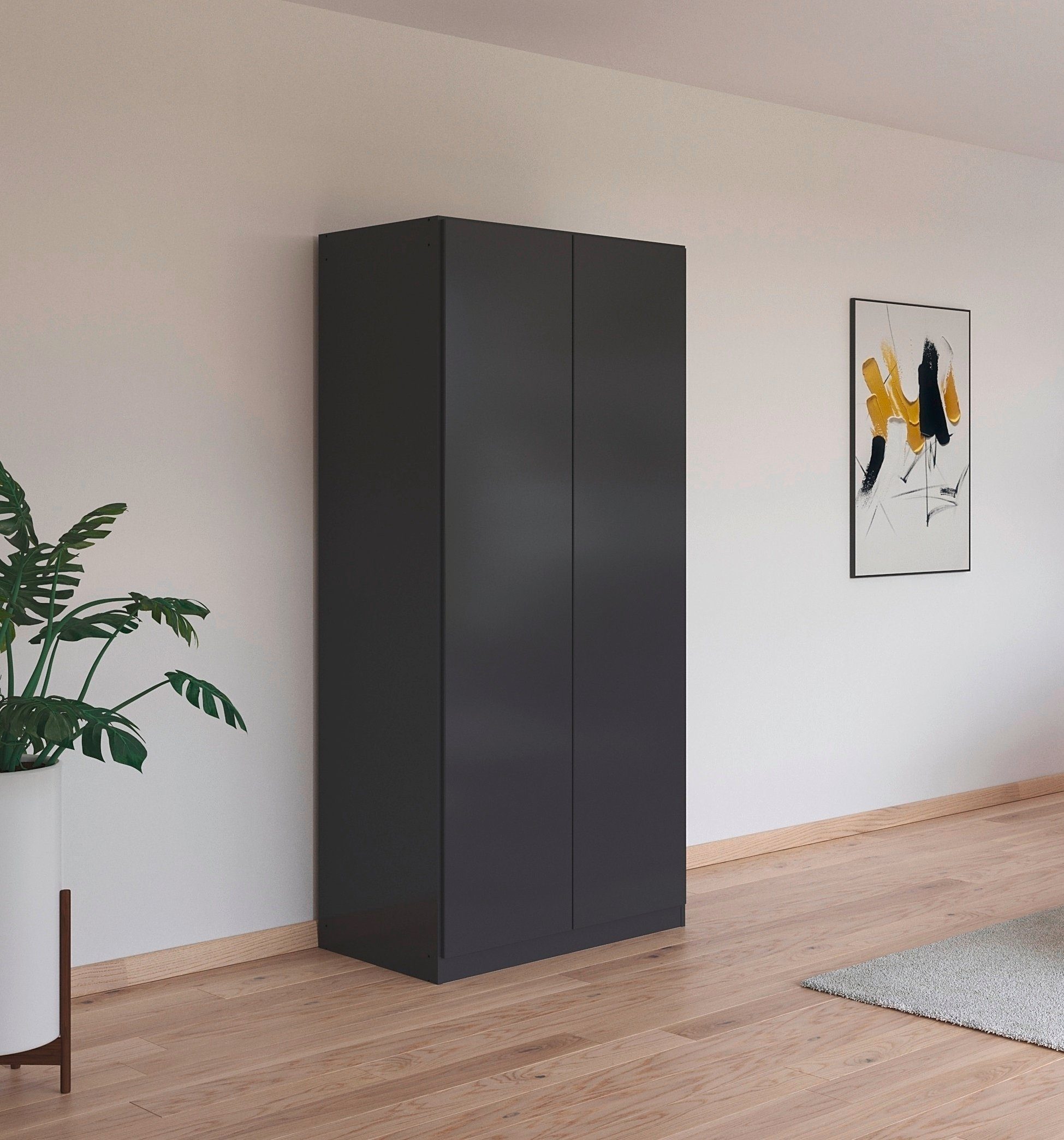 rauch Draaideurkast Kledingkast kast garderobe waskast COSTA breedte 91 cm met greeploze voorkant en push-to-open functie made in germany